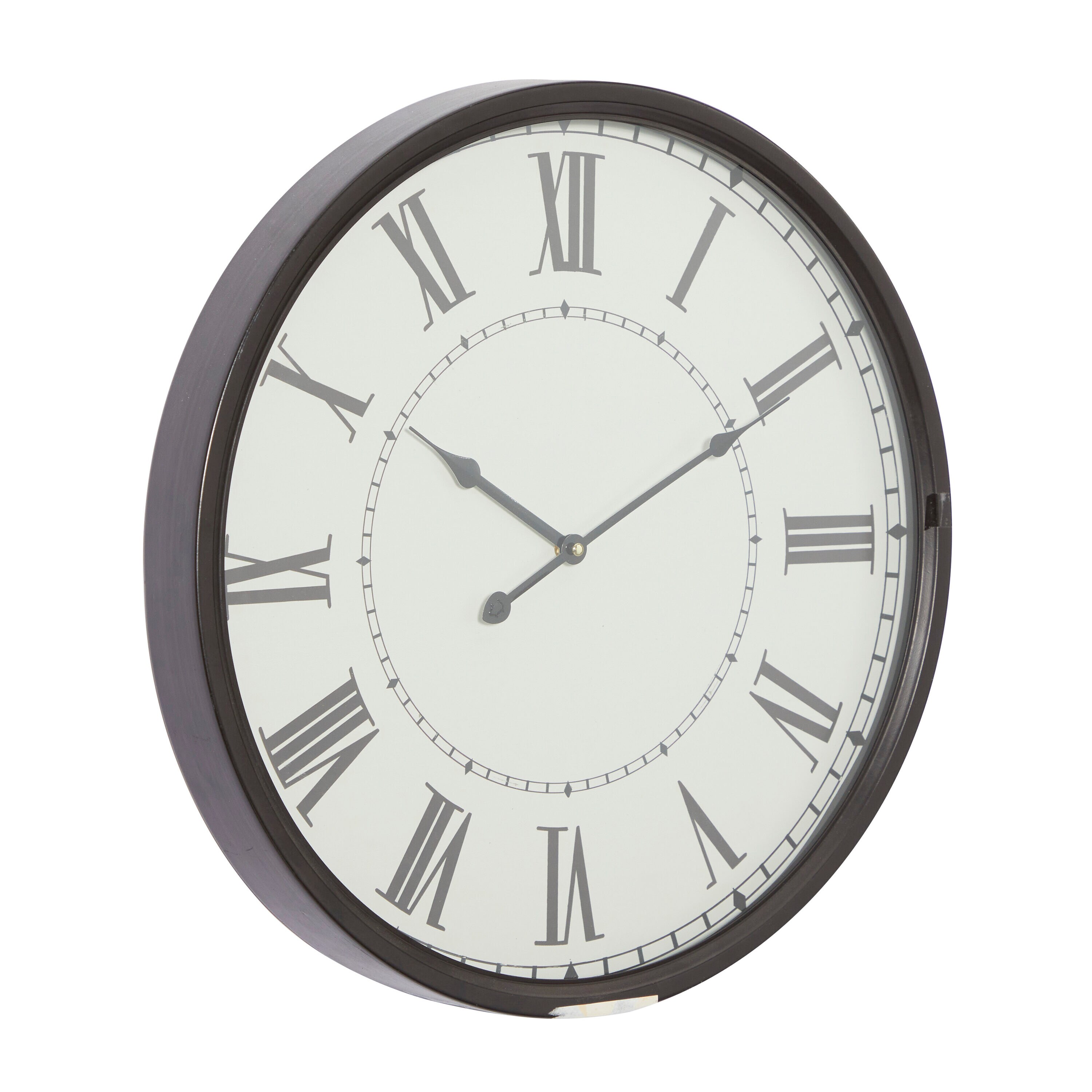 20" White and Brown Metal Round Wall Clock