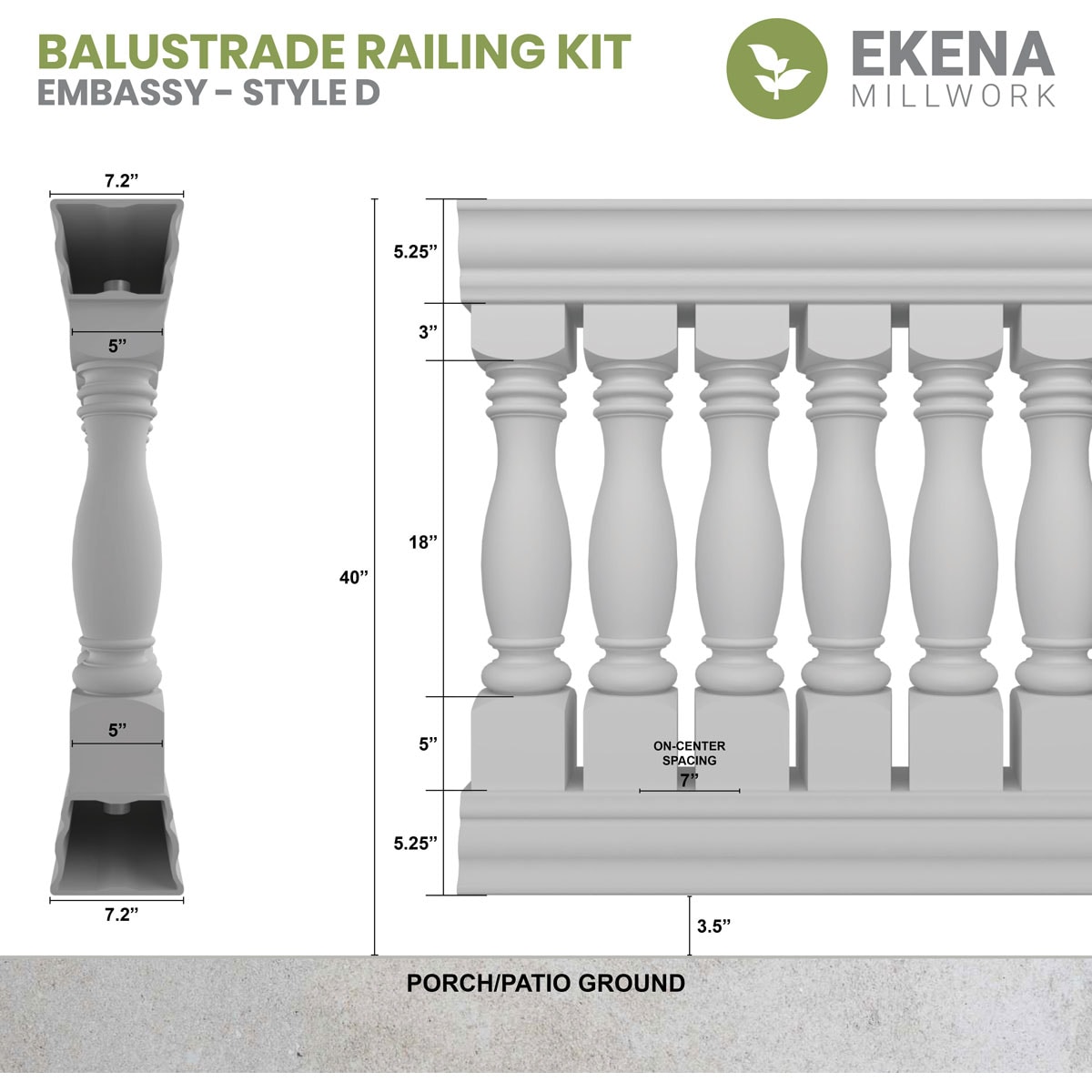 Ekena Millwork BALK40X024EMD railings - View #2