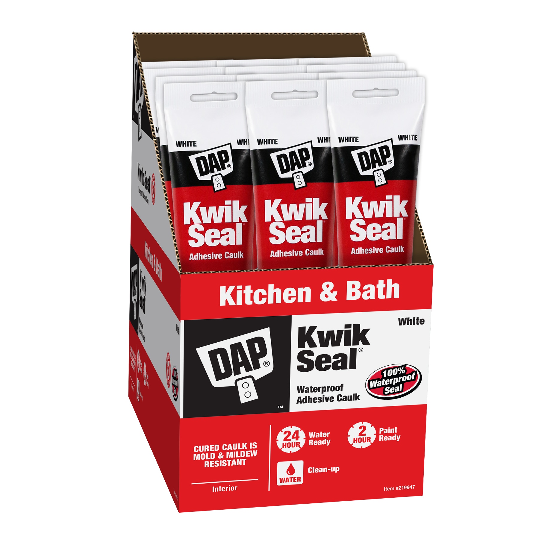 DAP 7079818001SOS KWIK SEAL 12 -Pack 5.5-oz Kitchen bath White Paintable Latex Caulk