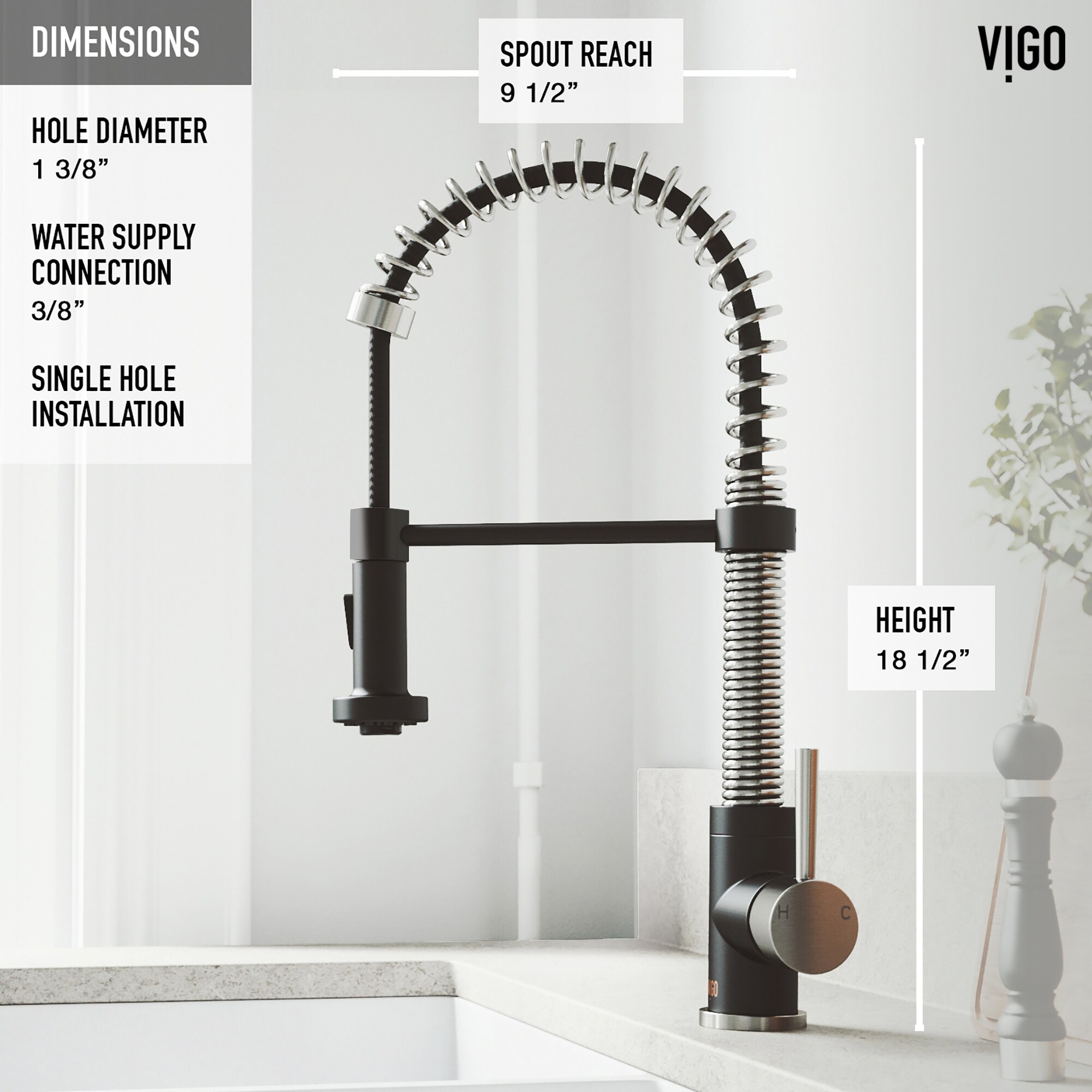 VIGO Edison Stainless Steel/Matte Black 1-Handle Deck-Mount Pull-Down ...