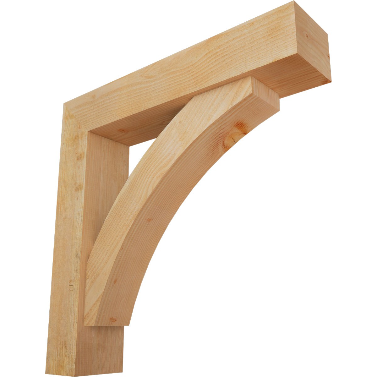 Ekena Millwork 1464099 Thorton Block Rough Sawn Bracket with Offset Brace 8-in x 38-in x 38-in Douglas fir Brown Wood Standard bracket
