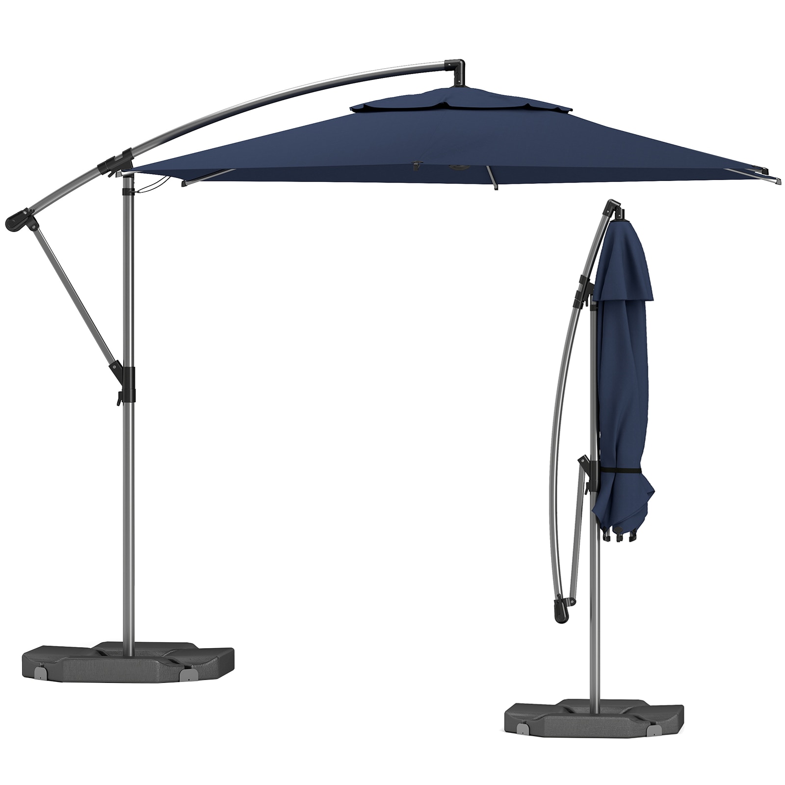 Abba Patio USZTPU0500062 10-ft Steel Blue Crank Cantilever Patio Umbrella with Base