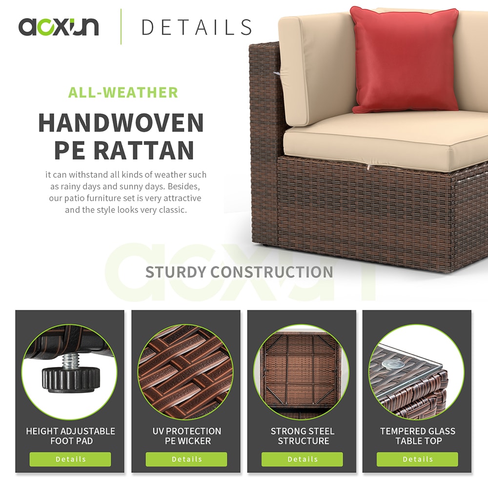 AOXUN G12035BRAB+G25005BR Patio-Conversation-Sets - View #2