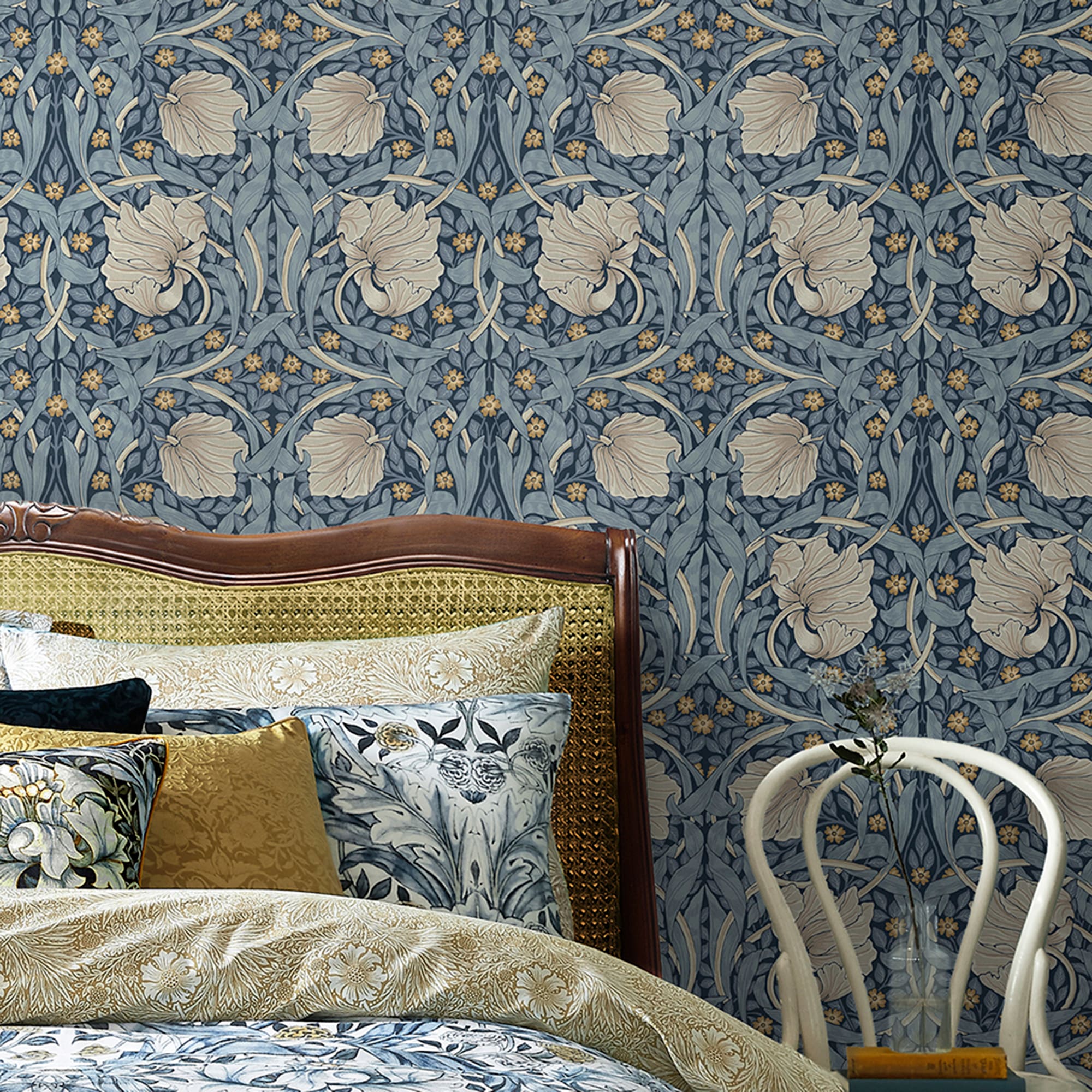 Pimpernel Blue Floral Non-Pasted Washable Wallpaper