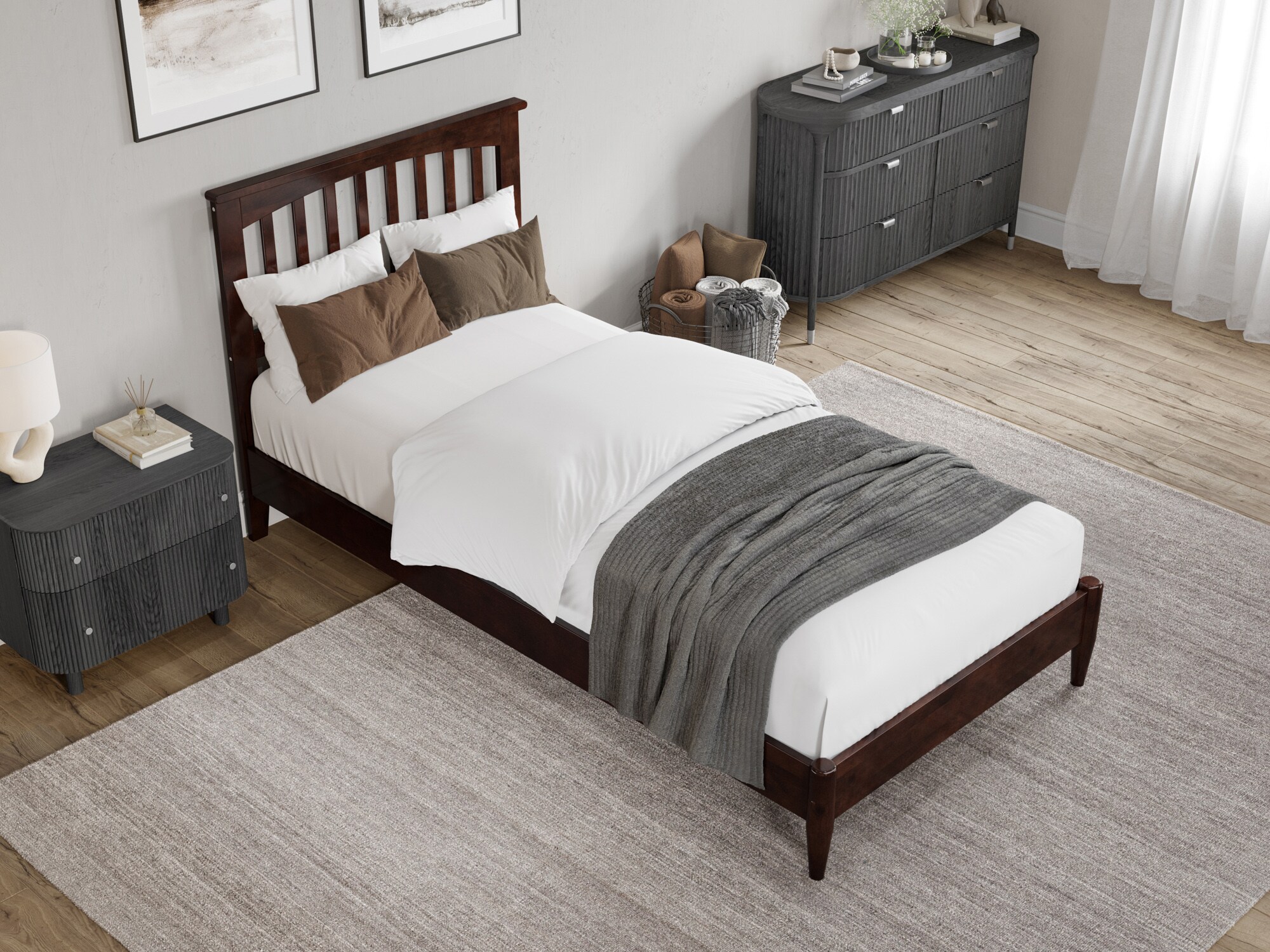 AFI Furnishings Walnut Twin Extra Long Wood Low-profile Bed in the Beds ...