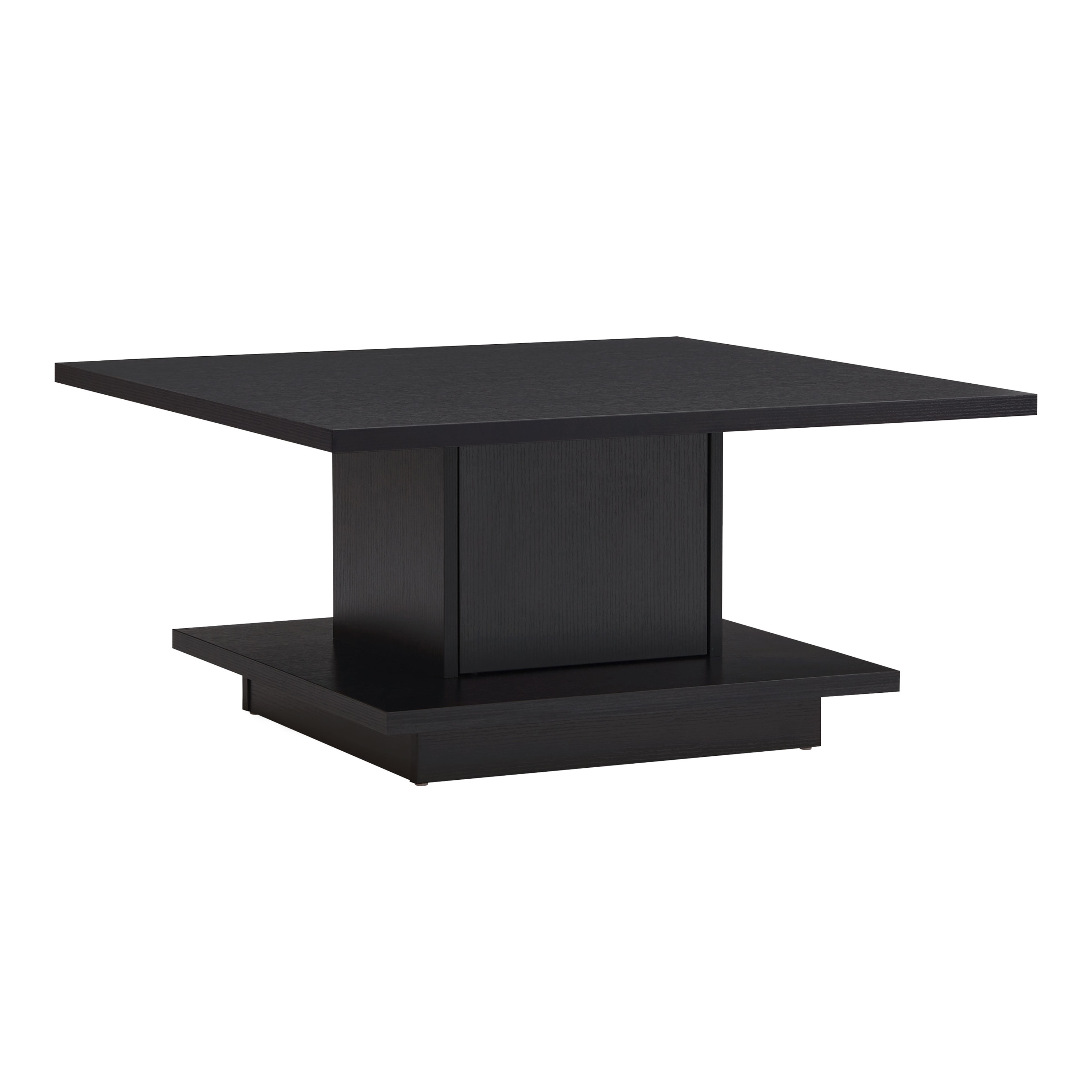 Black Square Wood Coffee Table with Hidden Storage