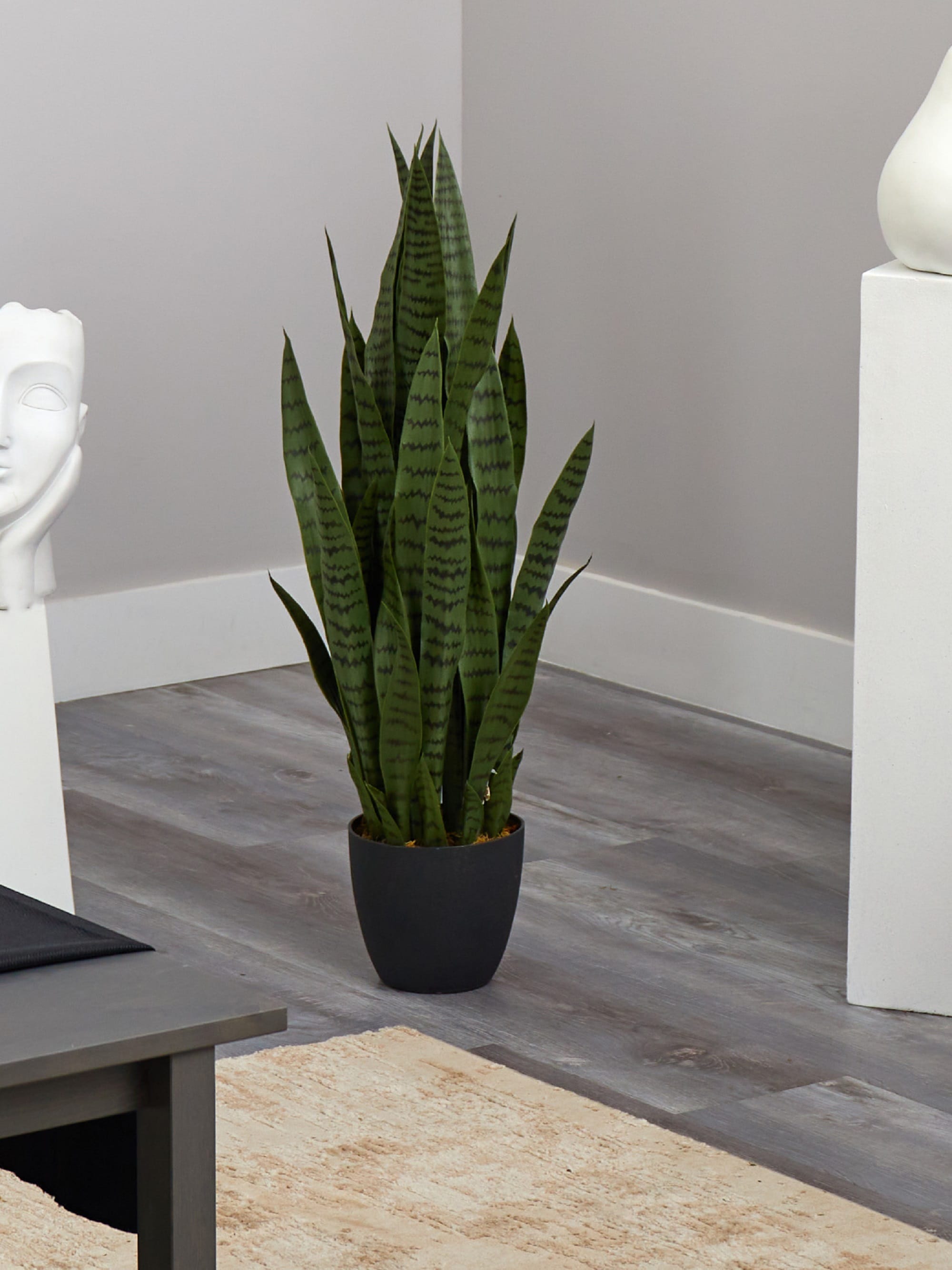38" Green Plastic Sansevieria Faux Potted Plant