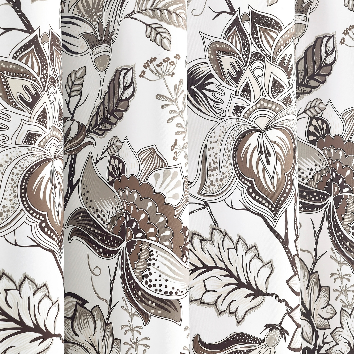 Neutral Floral Jacobean Polyester Blackout Window Panels 52"W x 84"L