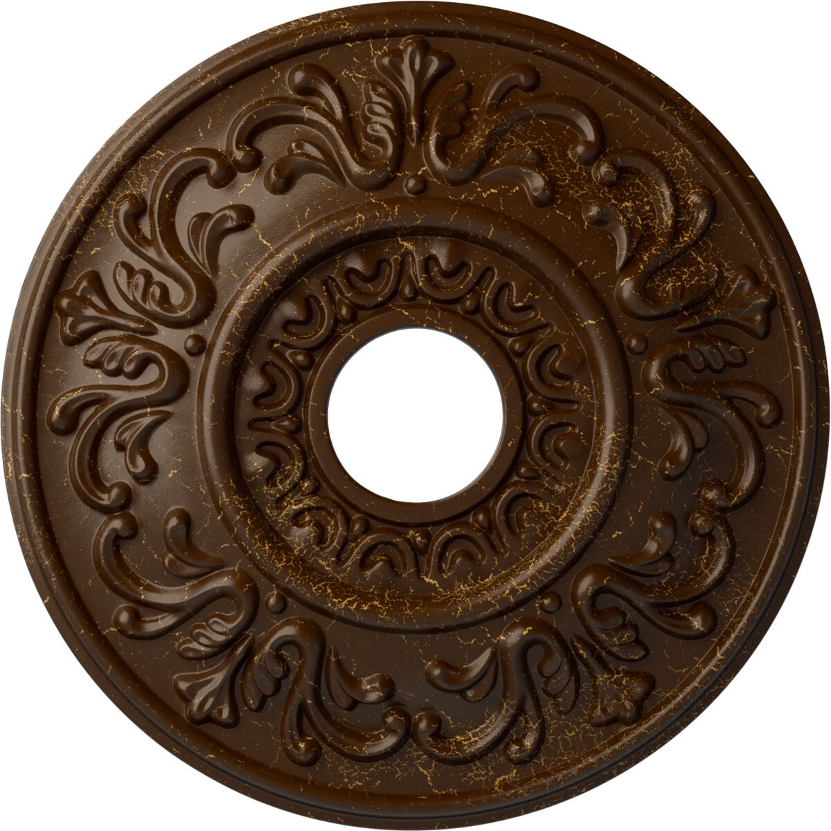 Ekena Millwork CM18VLRBC Valletta 18-in W x 18-in L Painted Root Beer Crackle Polyurethane Whole Ceiling Medallion