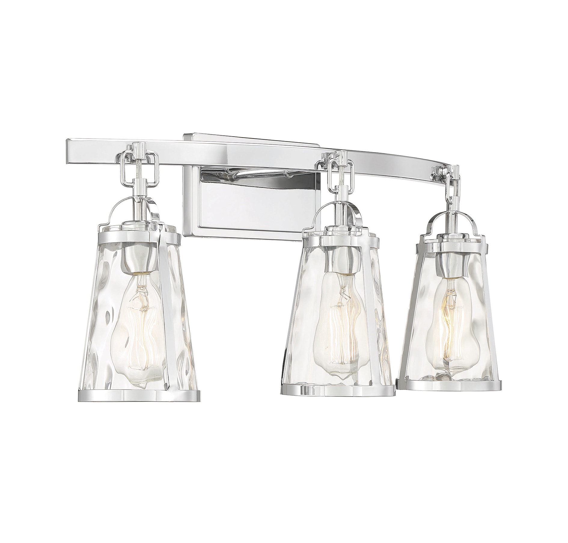 Albany Polished Chrome 3-Light Vanity with Water Glass Shades