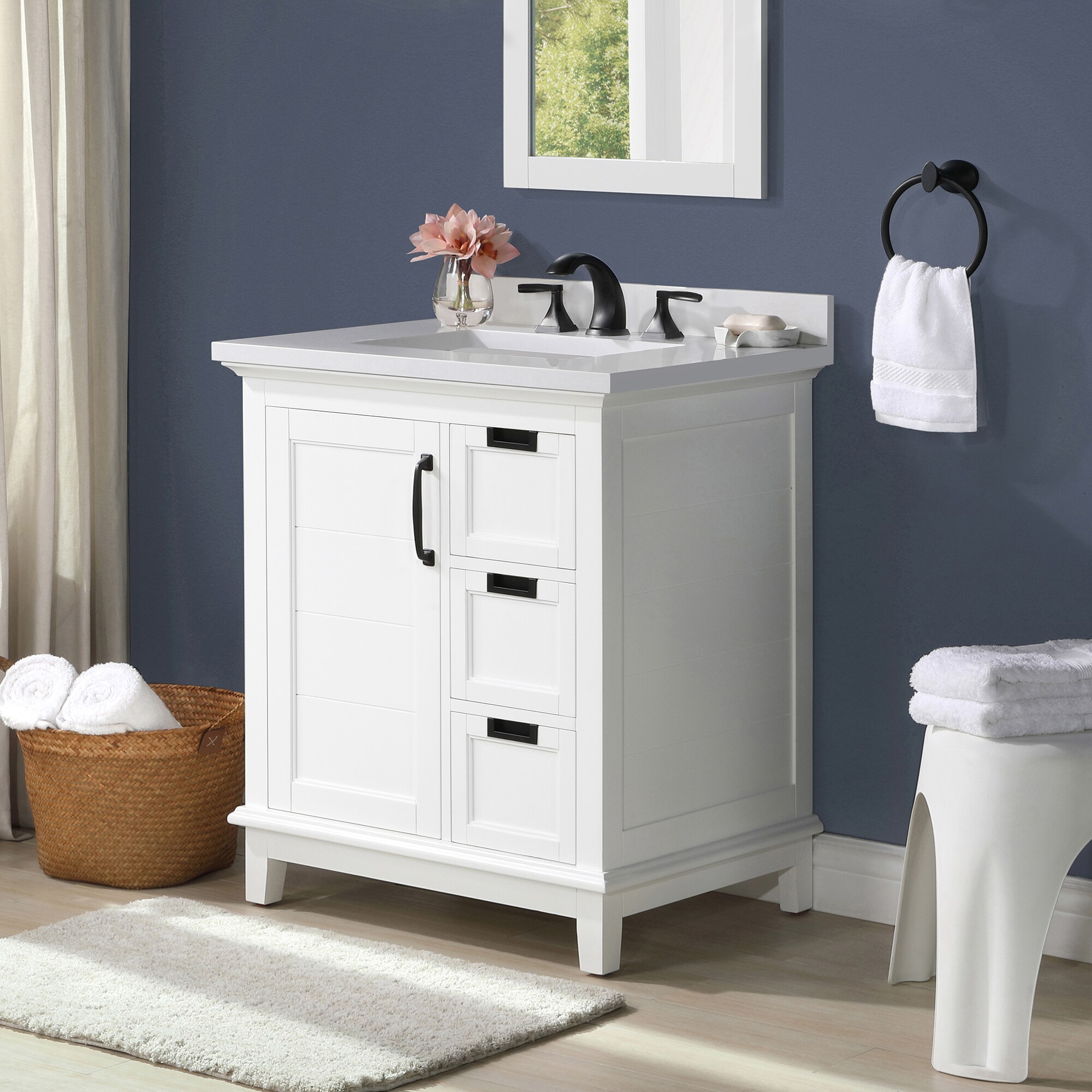 allen + roth Clarita 30-in White Undermount Single Sink Bathroom Vanity ...