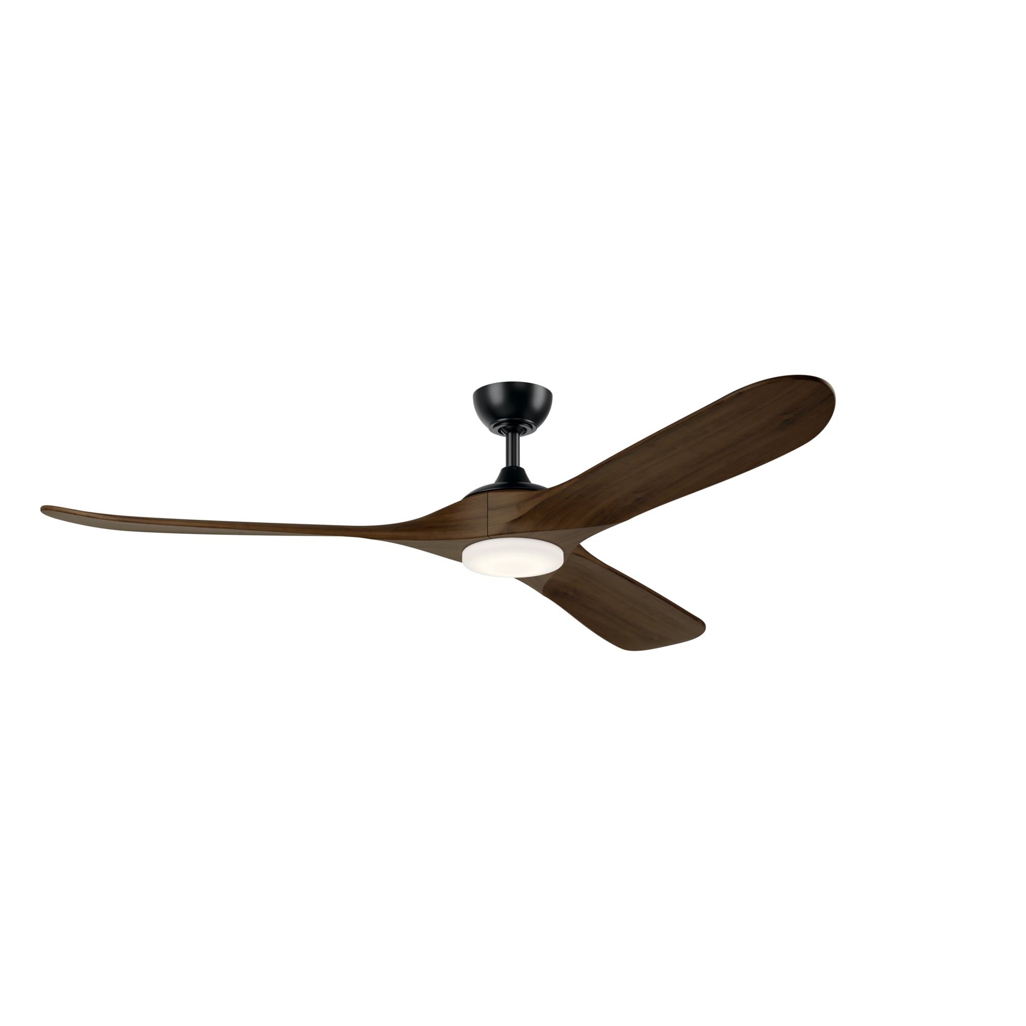 Kichler 310570SBK Mylo 70-in Color-Changing Integrated LED Outdoor Satin Black with Aged Walnut Blades Ceiling Fan With Light - Remote Included ( 3 -Blade )