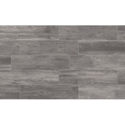 Style Selections Woods Graphite 6-in x 24-in Glazed Porcelain Wood Look  Floor Tile in the Tile department at Lowes.com