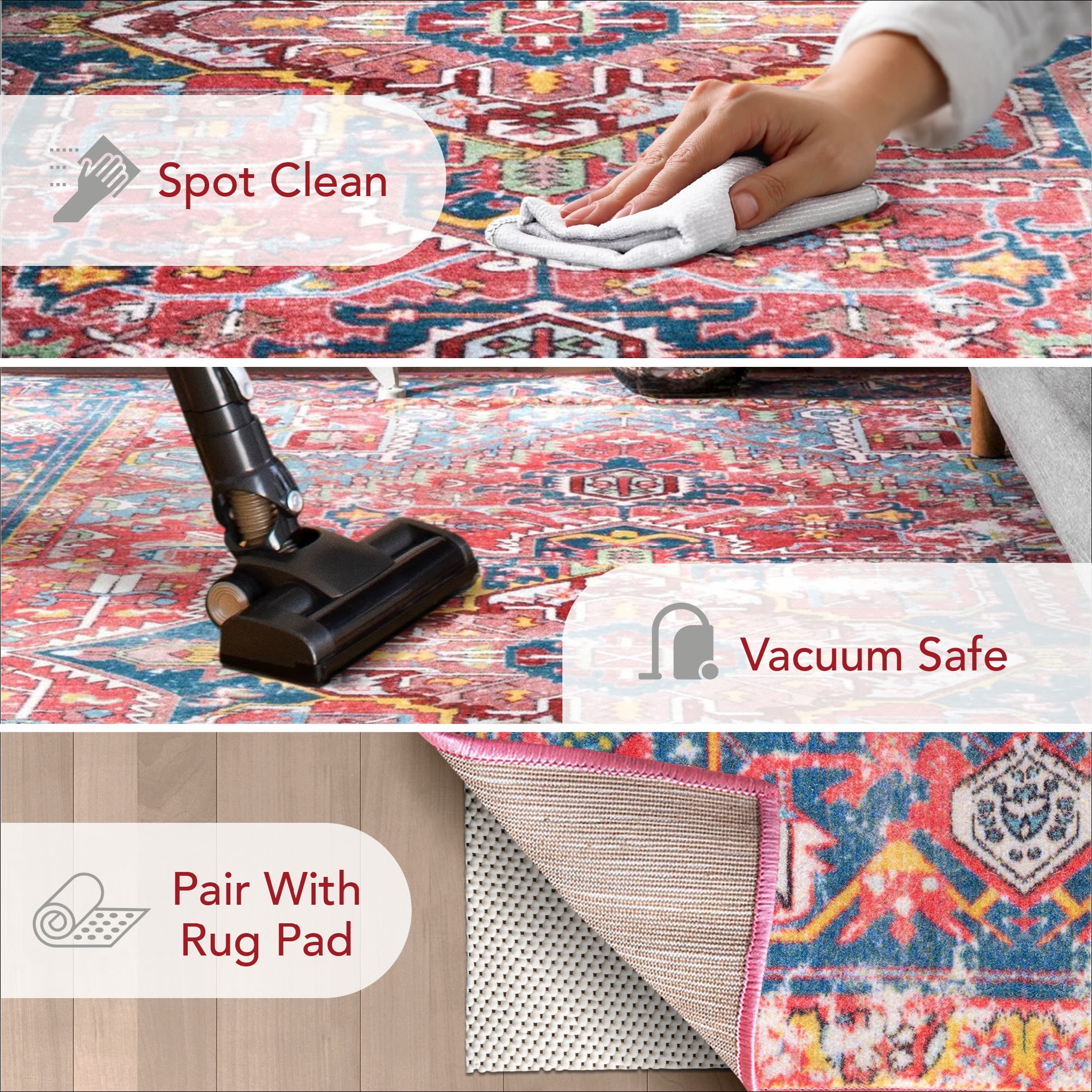 Elysian Red Synthetic 5' 5" x 8' Easy-Care Area Rug