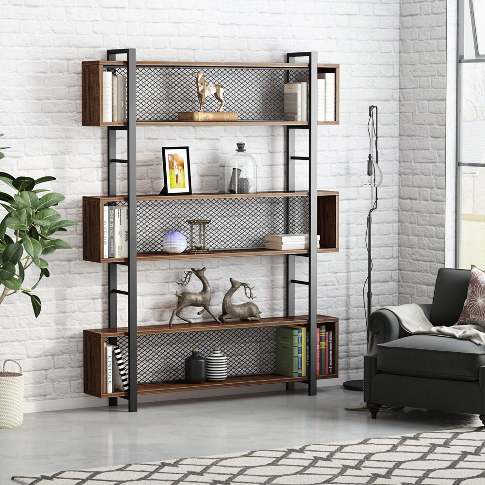 Tribesigns Hoga-f1090 Retro Brown Metal 6-Shelf Ladder Bookcase (47.2 ...