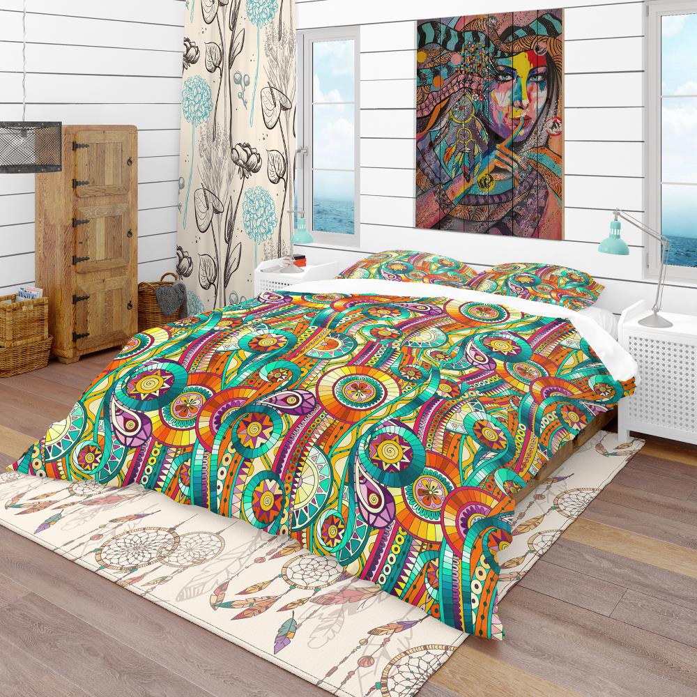 Designart BED18908-K 3 -Piece Yellow and Gold King Duvet cover Set