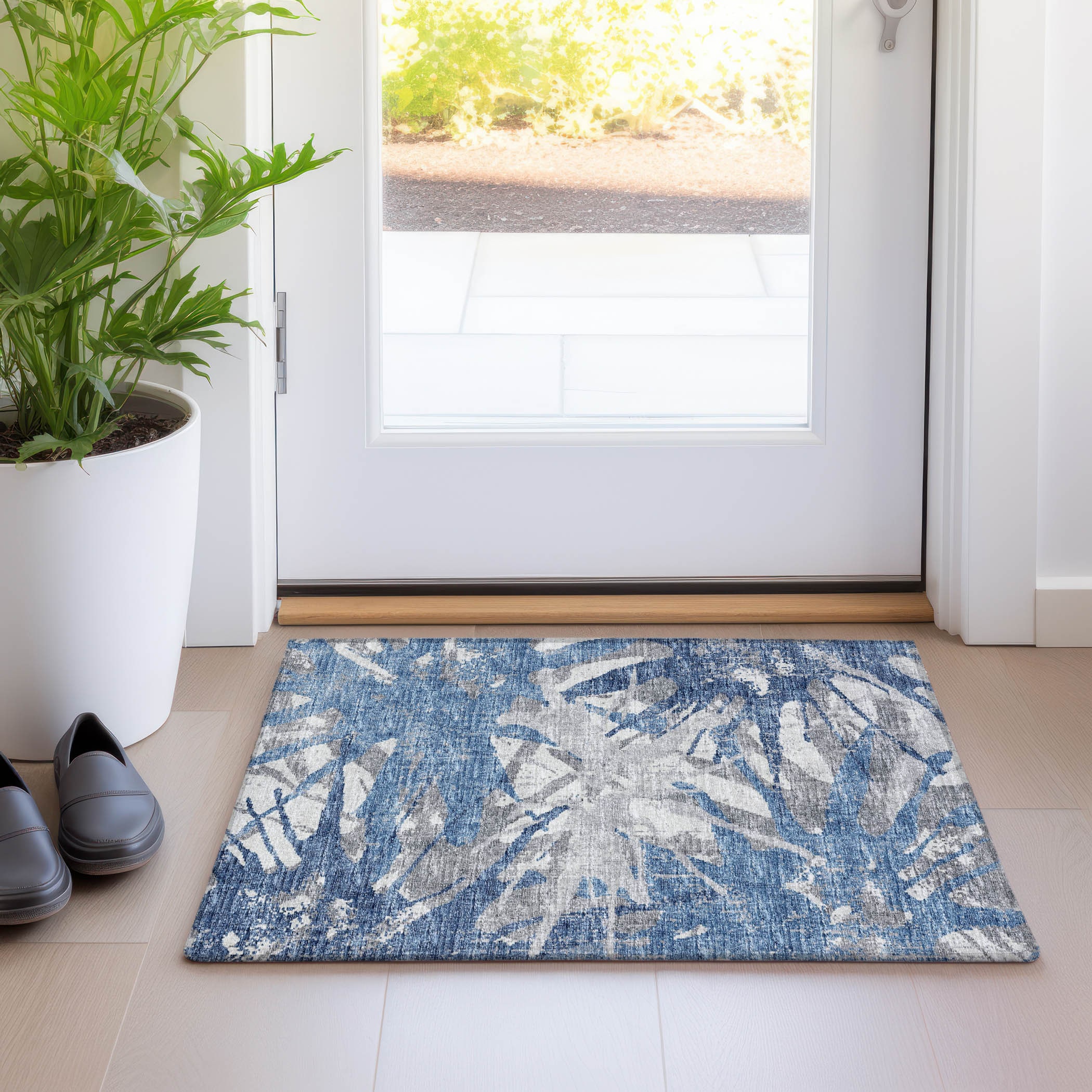 Addison Rugs AMF77BL20X30 Mayfield AMF77BL 2 x 3 (ft) Loomed Polyester Blue Rectangular Indoor Abstract Machine washable Area rug