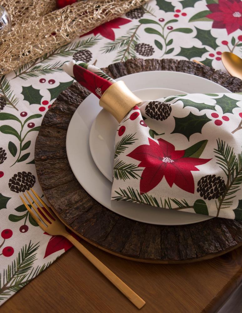 Elrene Home Fashions Christmas Classic Holiday Plaid Cotton Napkins,  Holiday Table Decor, 17 x 17, Set of 8