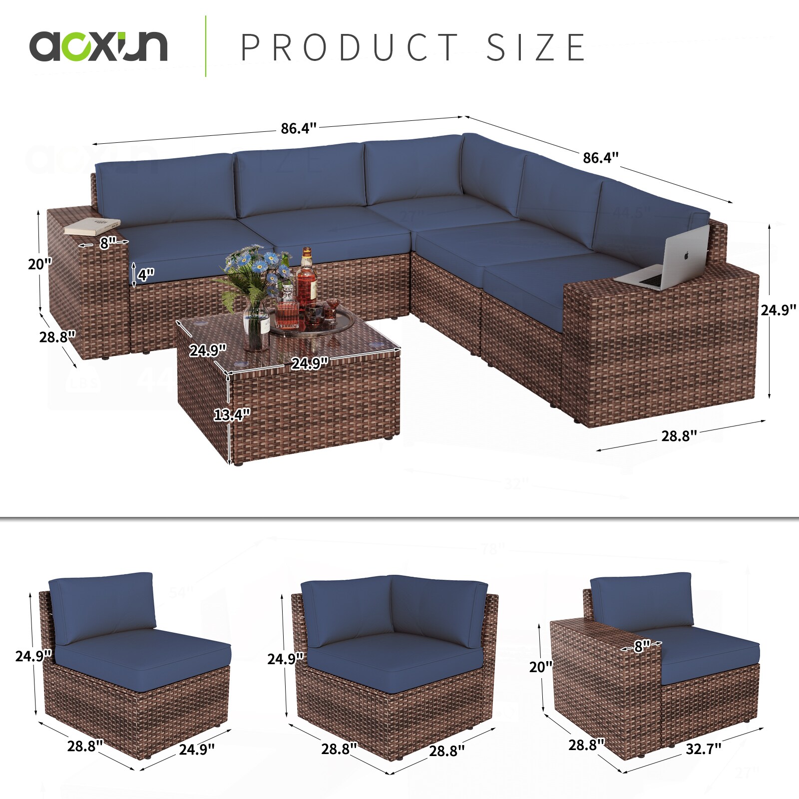 AOXUN G12039BUAB-PCS6 Patio-Conversation-Sets - View #6