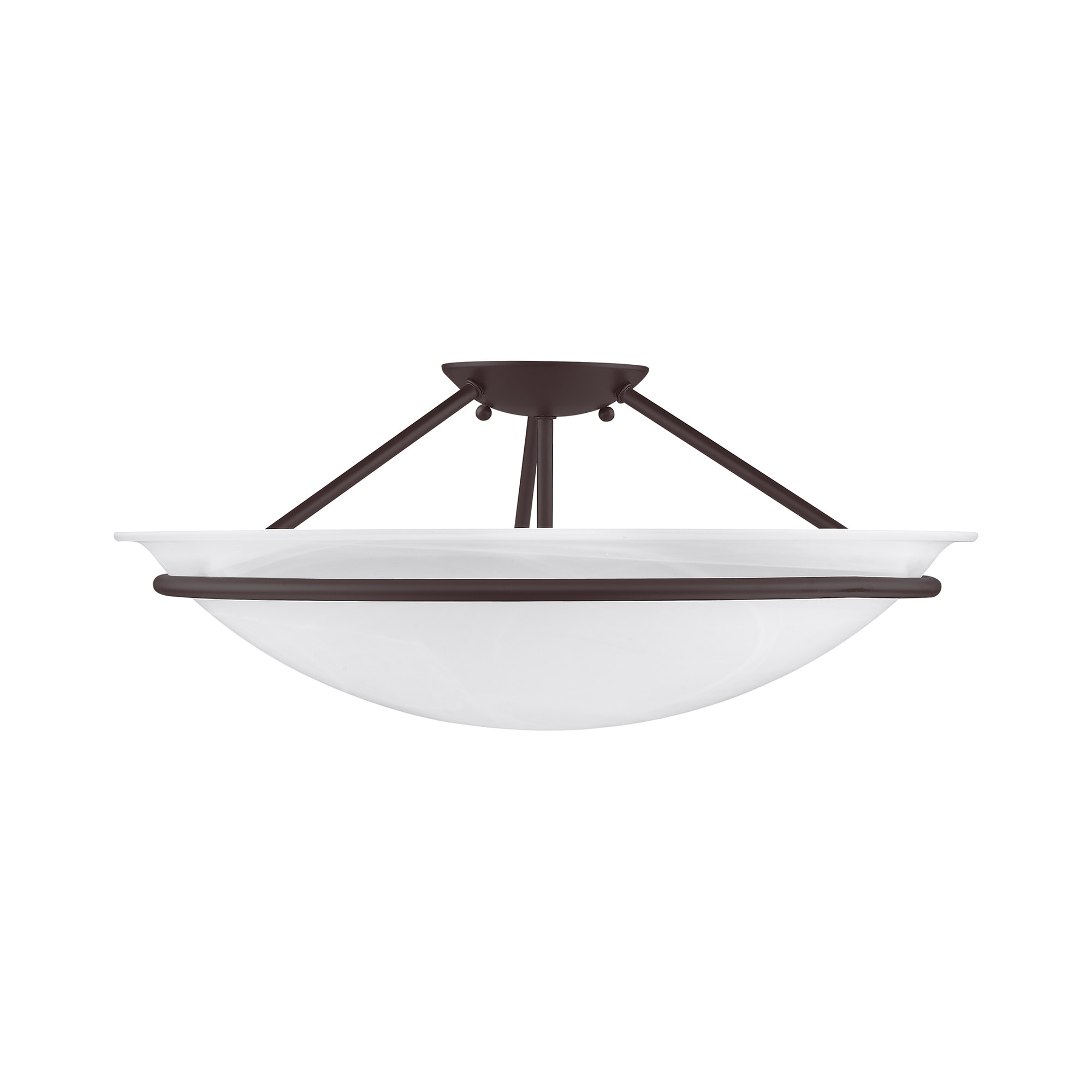 Newburgh Bronze 3-Light Semi-Flush Mount with Alabaster Glass