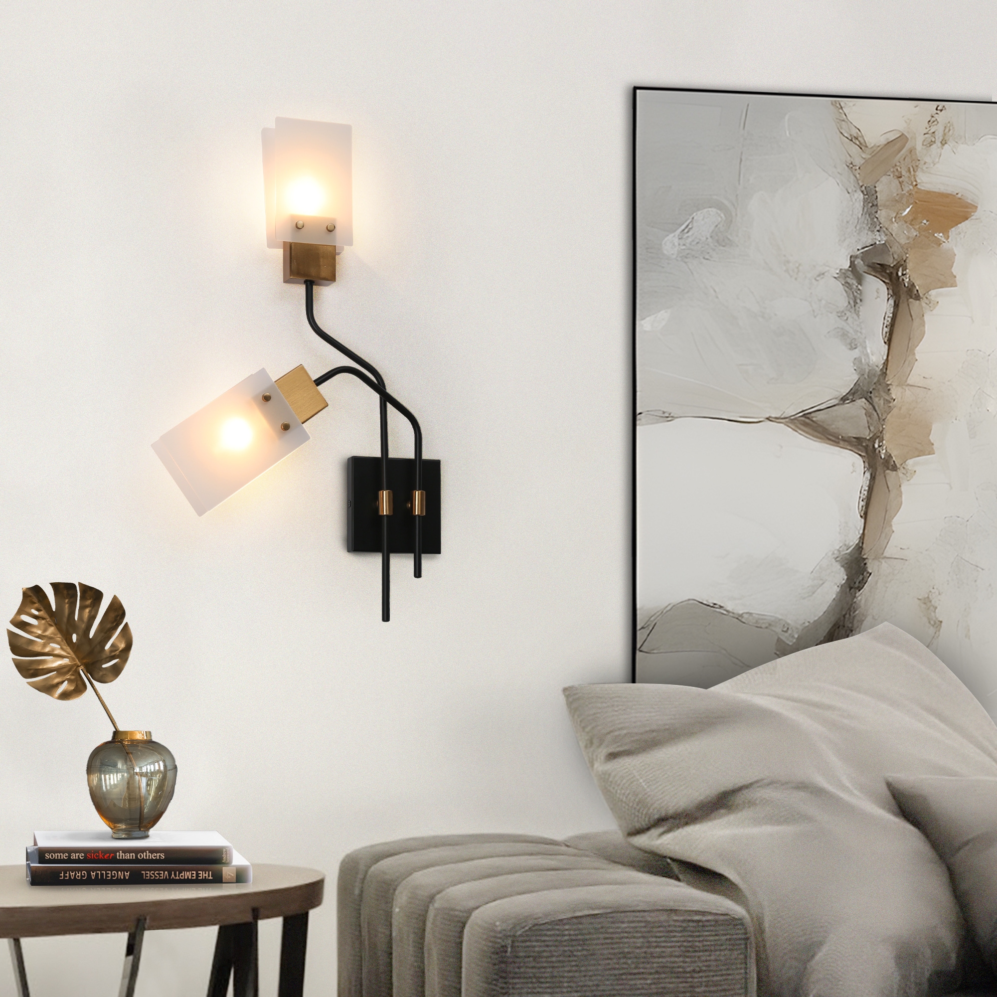 ZEVNI L32EQZZIW92W2SU8 Orval 14.8-in W 2 -Light Matte Black Coastal Wall Sconce