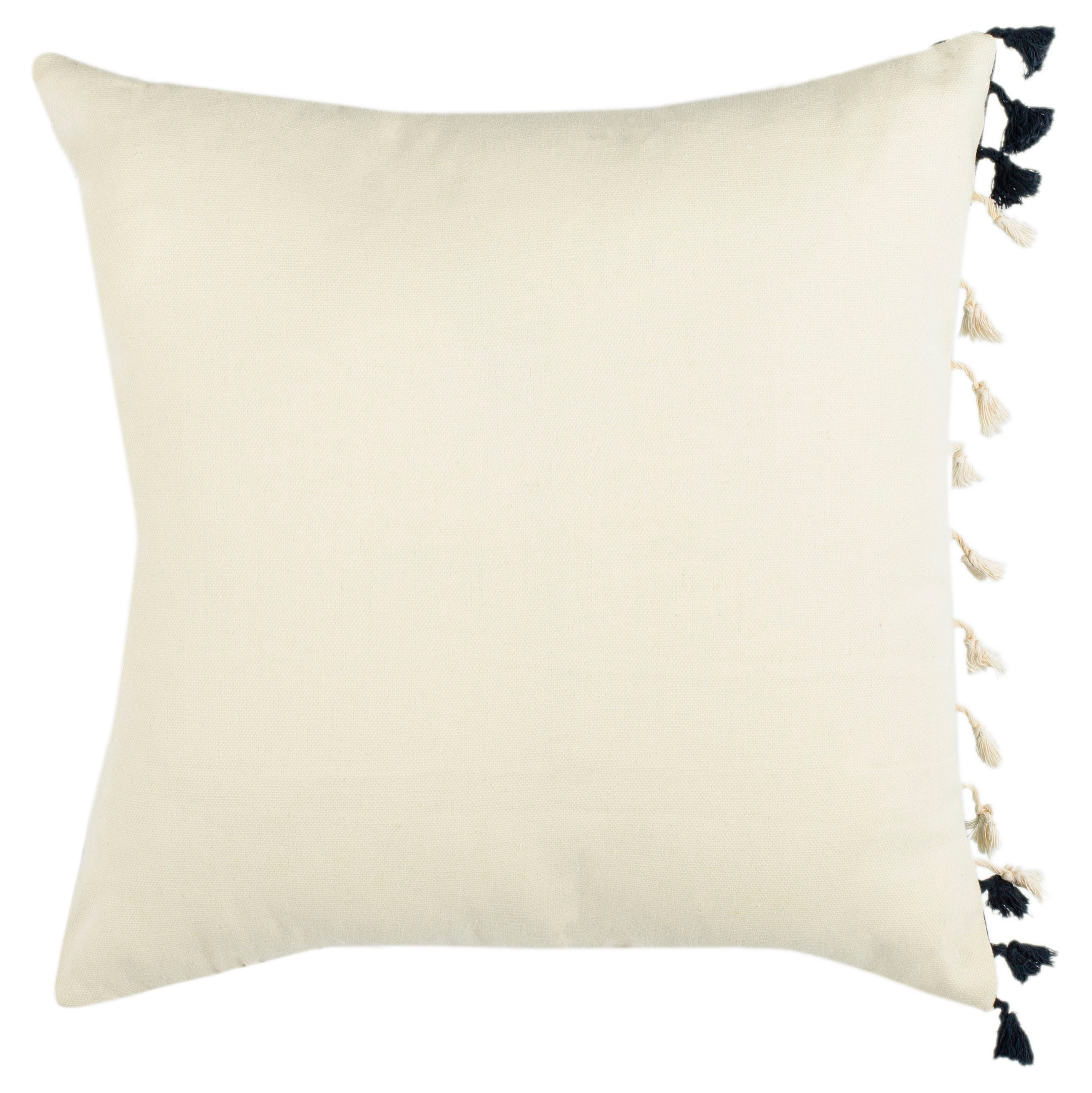 Deep Blue and Gray Geometric Tassel Throw Pillow 16"