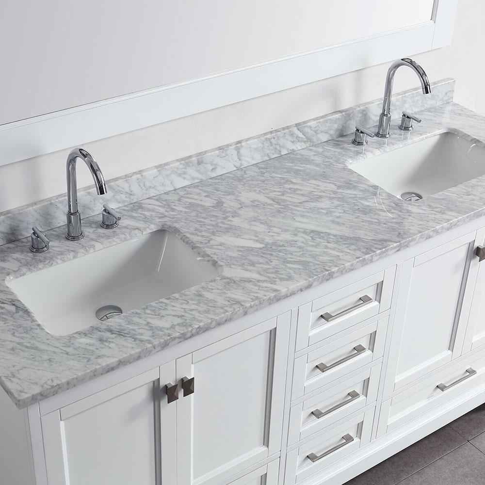 Design Element Omega 72-in White Undermount Double Sink Bathroom Vanity ...