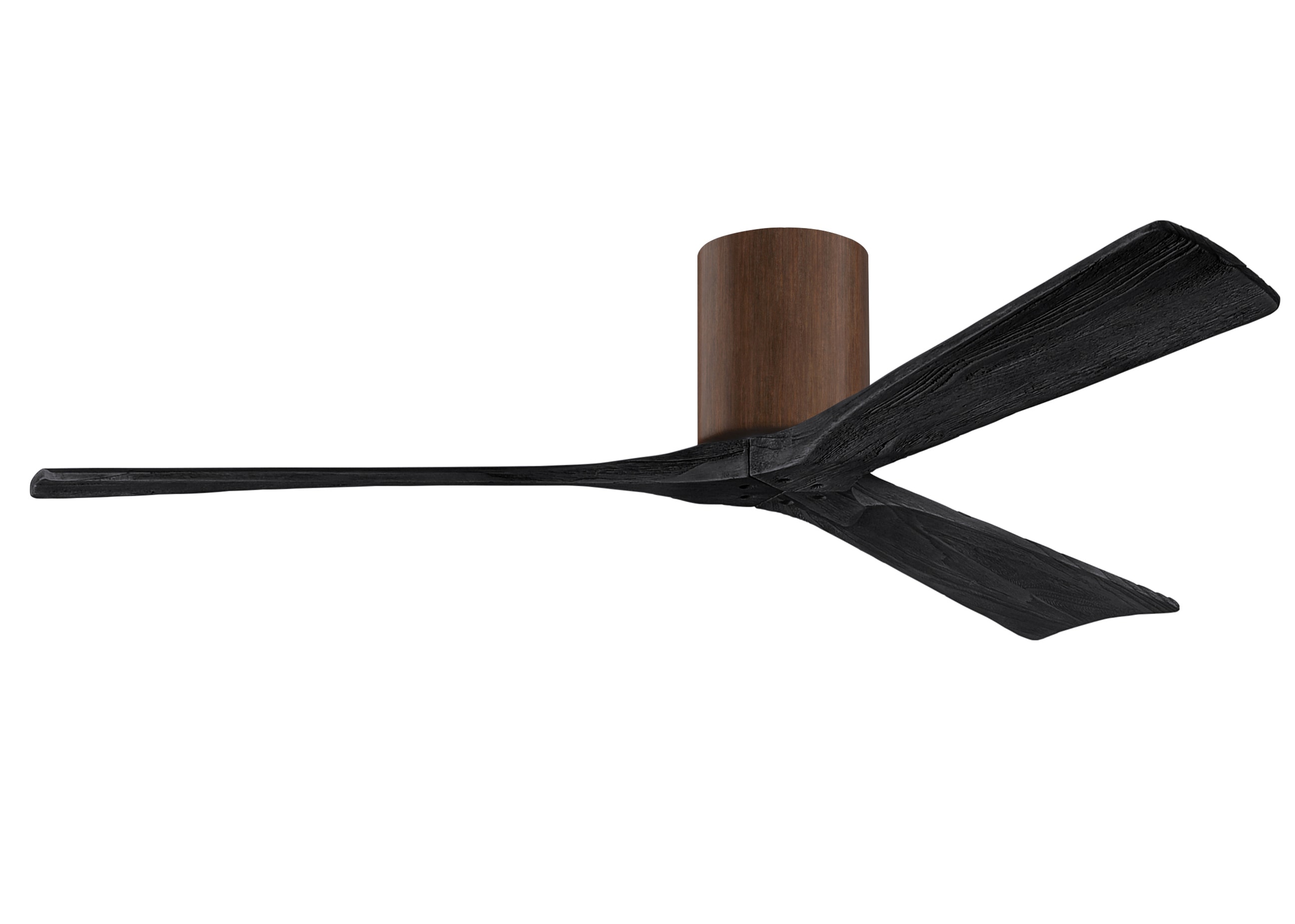 Matthews Fan Company IR3H-WN-BK-60 Irene-3H 60-in Outdoor Flush Mount Walnut with Matte Black Blades Ceiling Fan Without Light - Remote Included ( 3 -Blade )