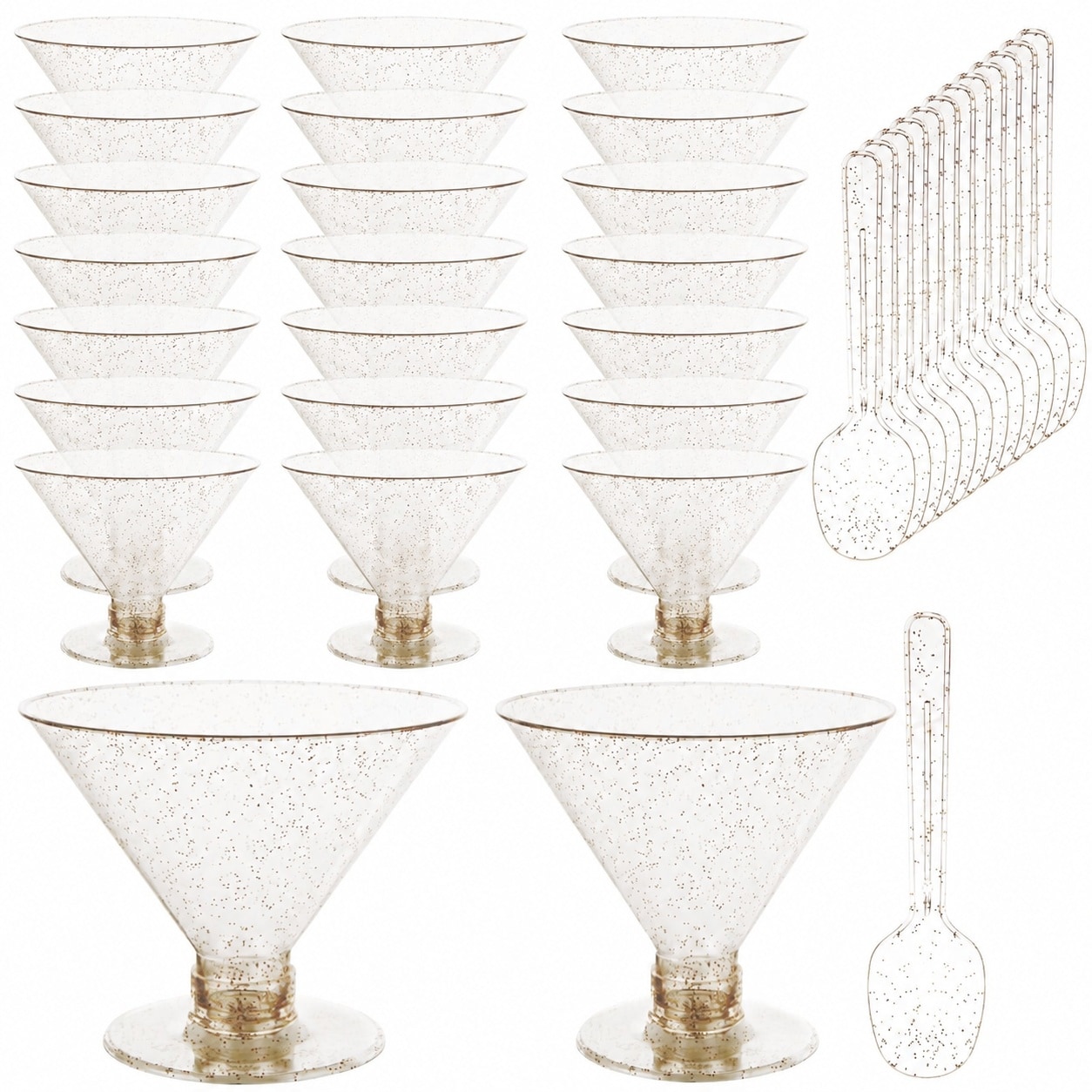 Aoibox  200 Pack 5 oz Disposable Plastic Martini Glasses with Spoons for Parties Parfait Ice Cream Cocktail Cups
