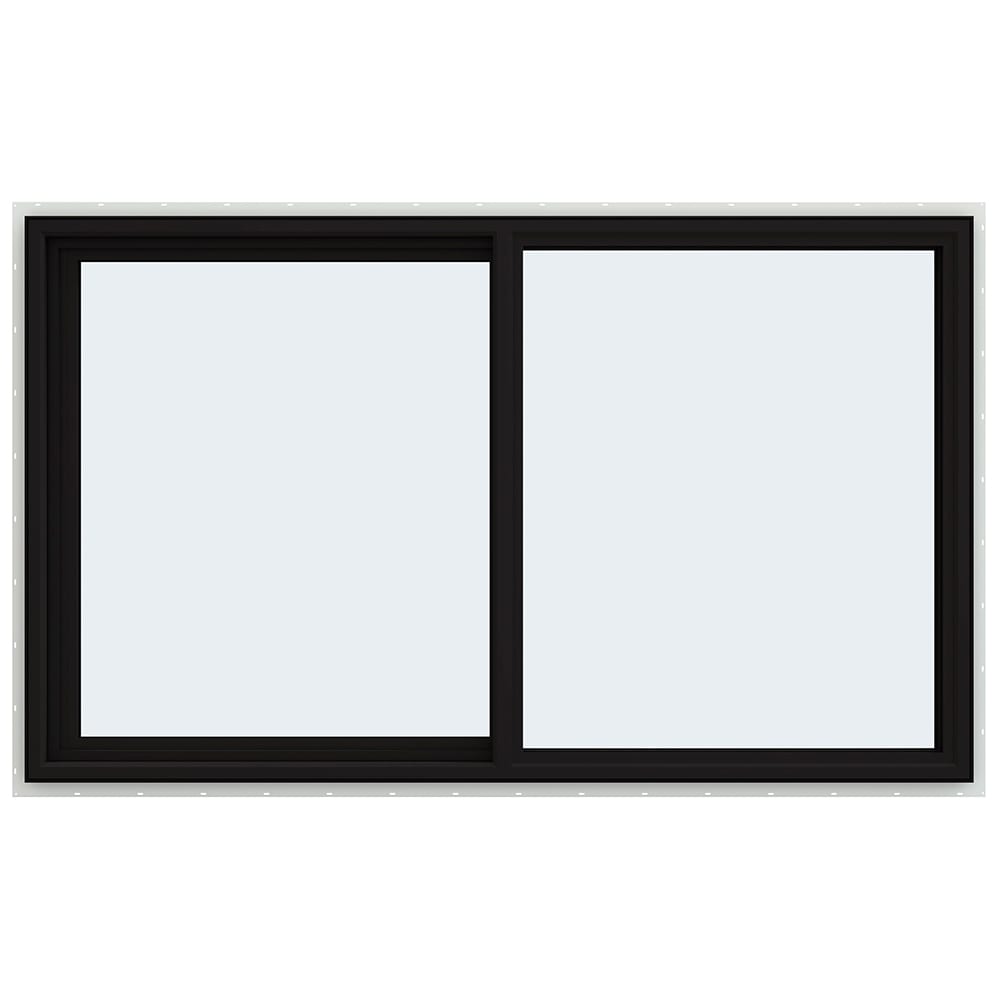 JELD-WEN LOWOLJW234900137 FiniShield V-4500 59-1/2-in x 35-1/2-in Black Exterior White Interior Left-Handed Vinyl Sliding Window Annealed Glass (Full Screen Included)