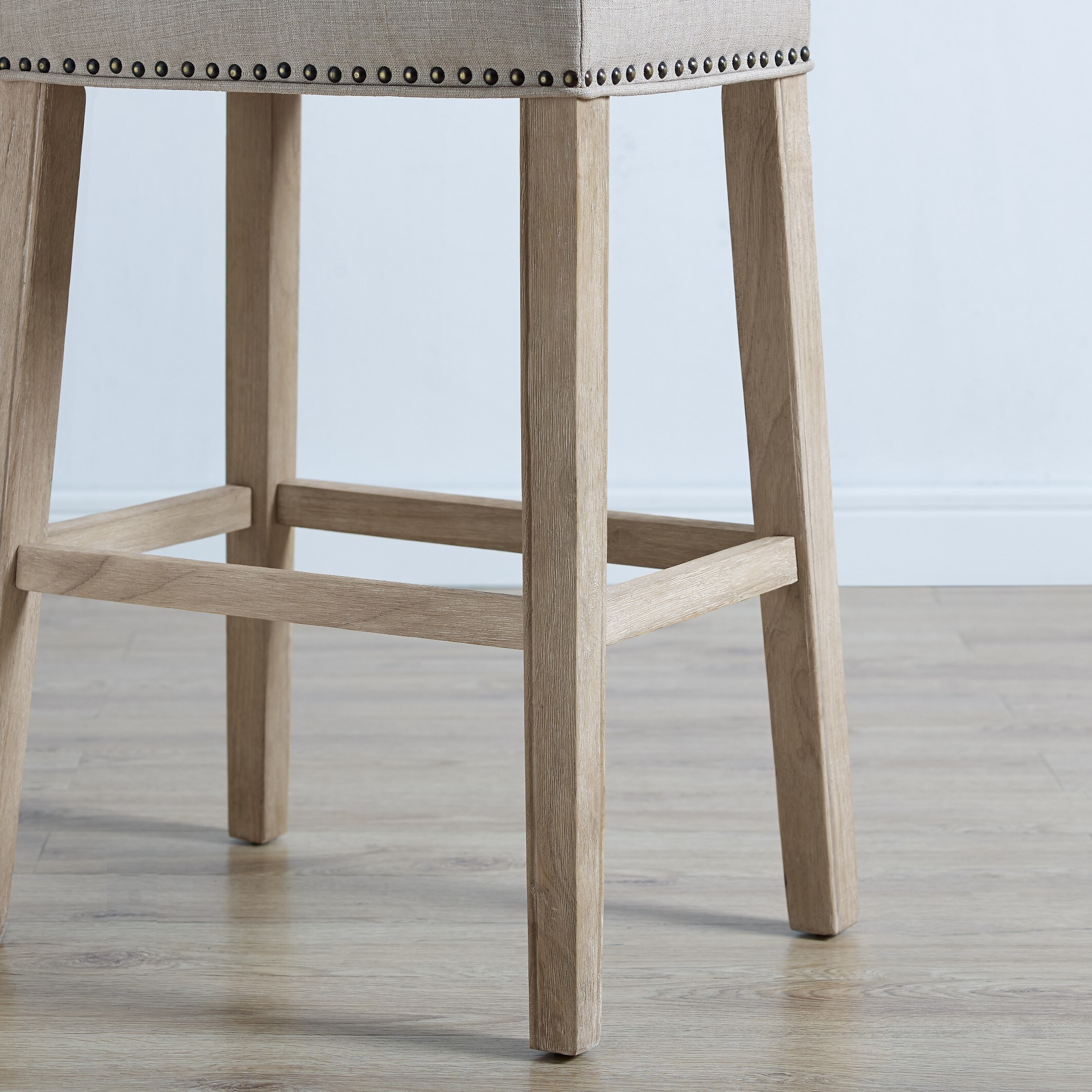 GDFStudio Upholstered Backless Saddle Seat Bar Stools Set of 2 in Tan ...