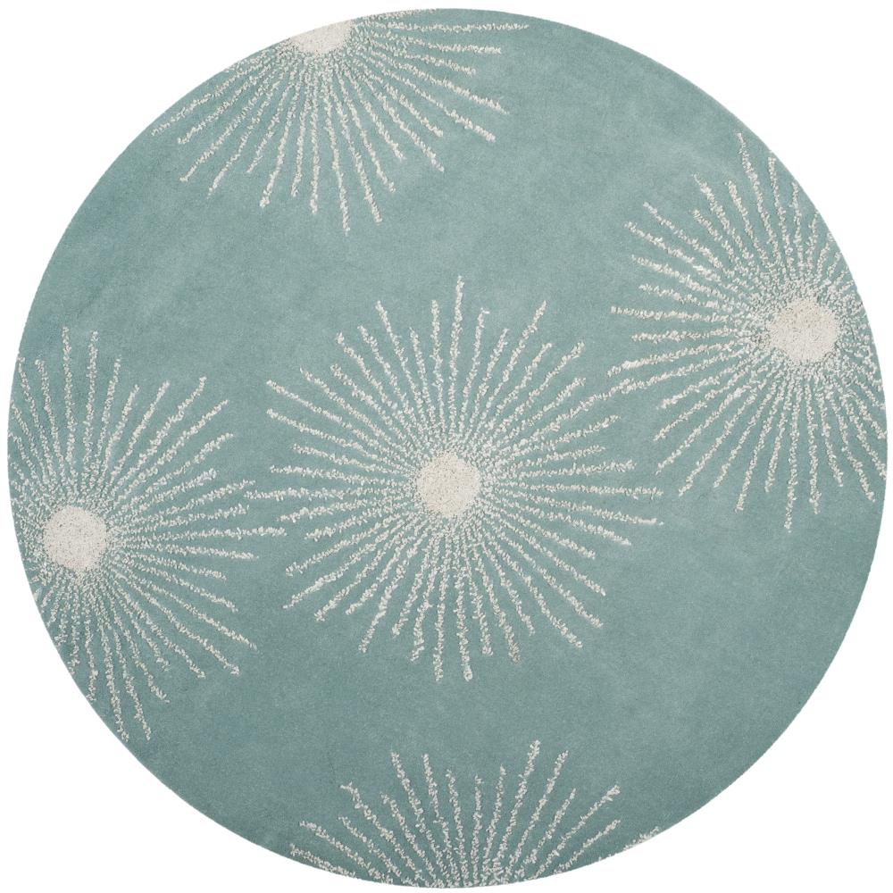 Safavieh SOH712T-6R Soho Starburst 6 x 6 (ft) Tufted Wool Light Teal/Multi Round Indoor Abstract Area rug