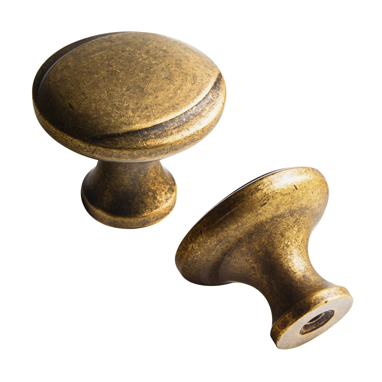 Miaokesen 2027GT-DK 1-1/4-in Antique Brass Mushroom Classic Cabinet Knob 6 -Pack