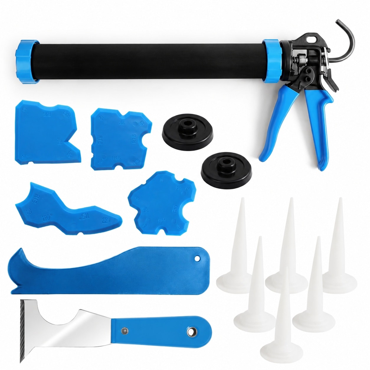 DYRCJ  PRO Sausage Caulk Gun Kit Heavy Duty Silicone Sausage Gun Thrust Ratio 25 to 1 No Drip Rotating 600ml 20 oz Aluminum Tube Barrel and