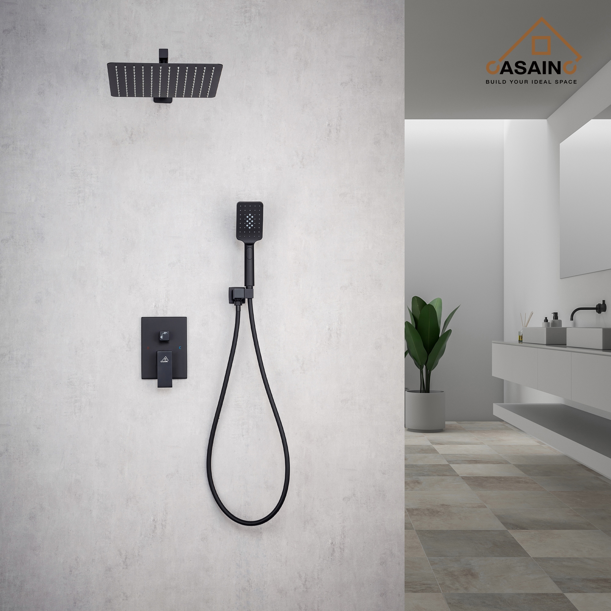 CASAINC CS12-10MB Showerhead-Bar-Panels - View #3
