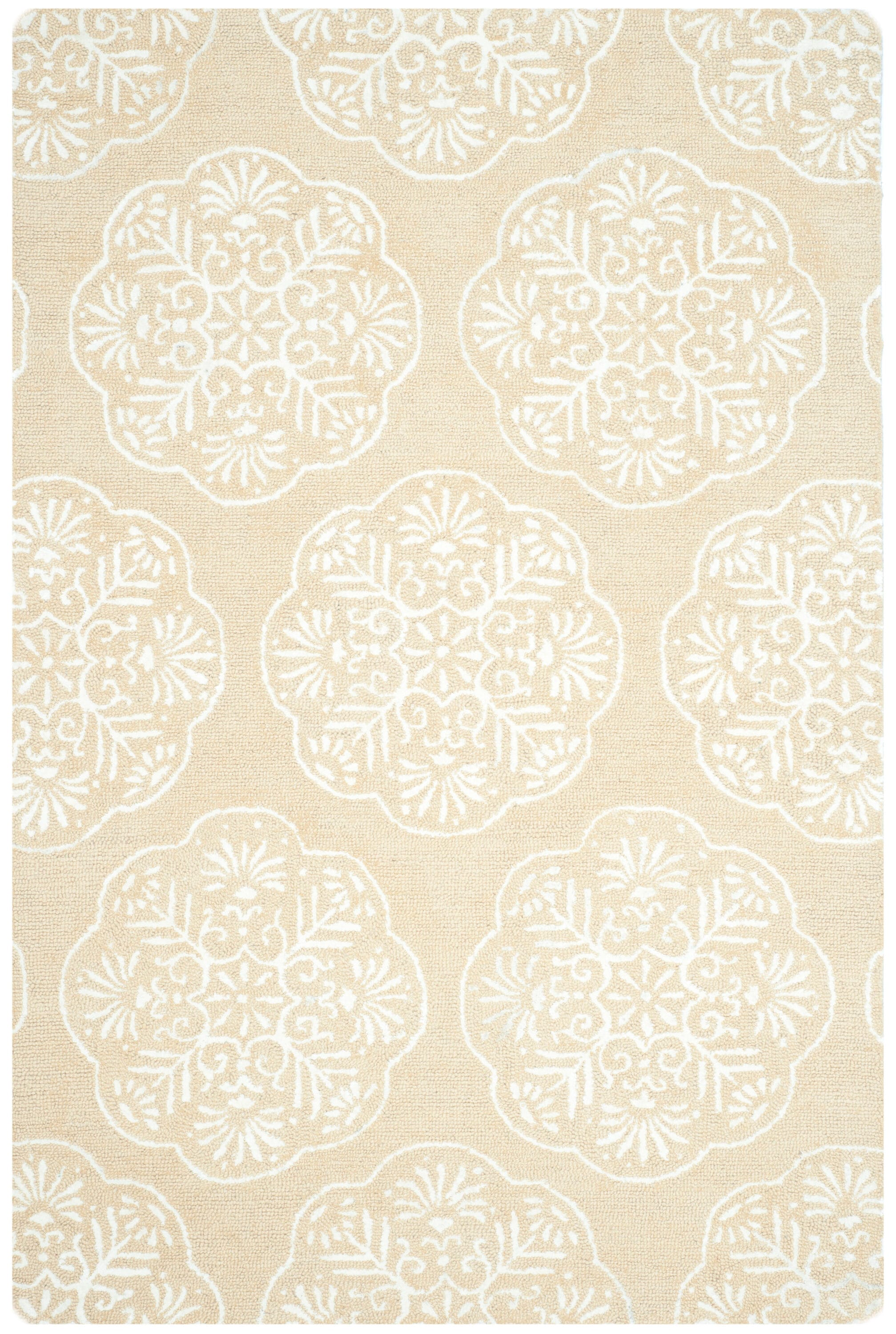 Bella Hand-Tufted Beige & White Wool 6' x 9' Area Rug