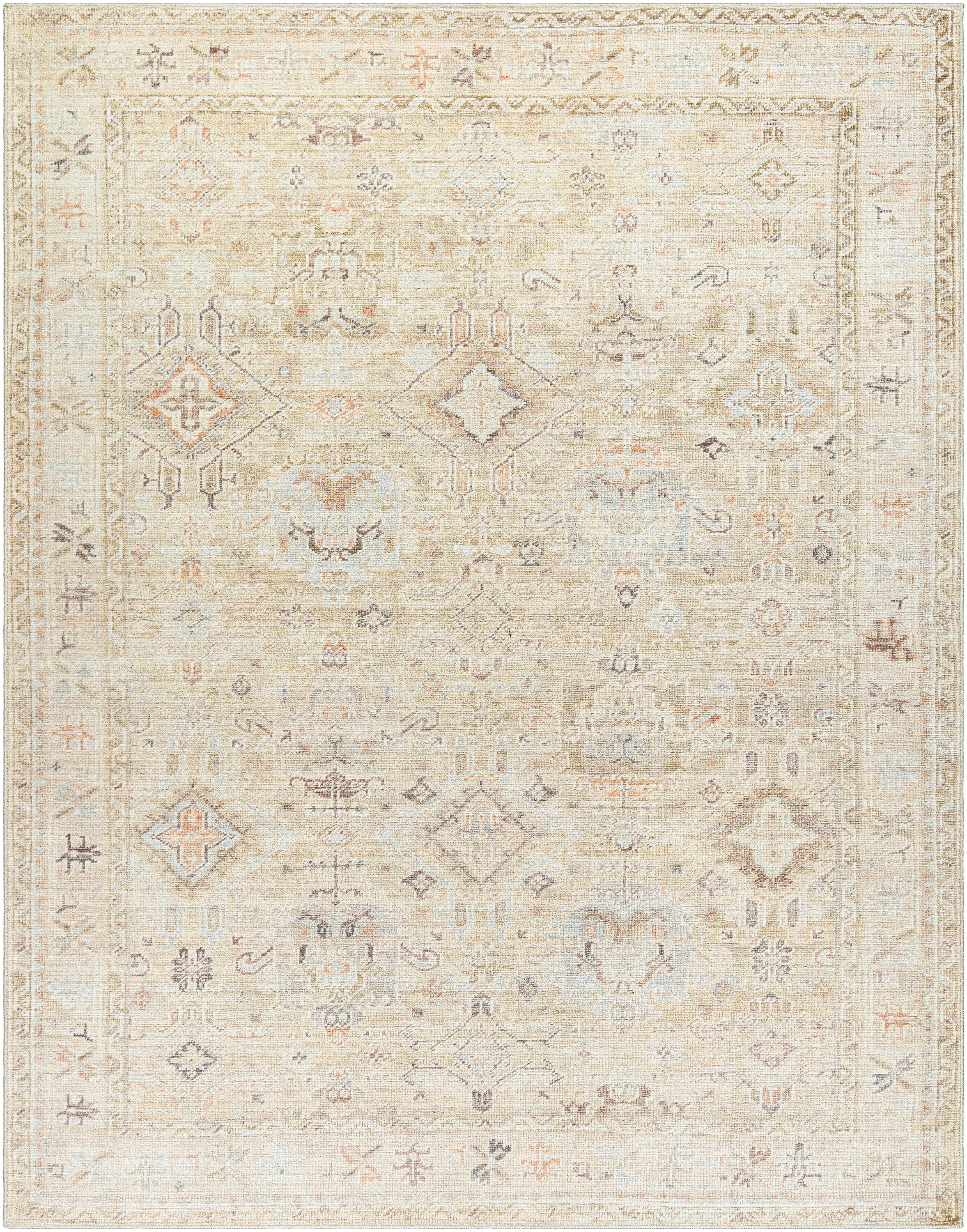 Marlene Cream Polyester Vintage Medallion Area Rug 6'6" x 9'