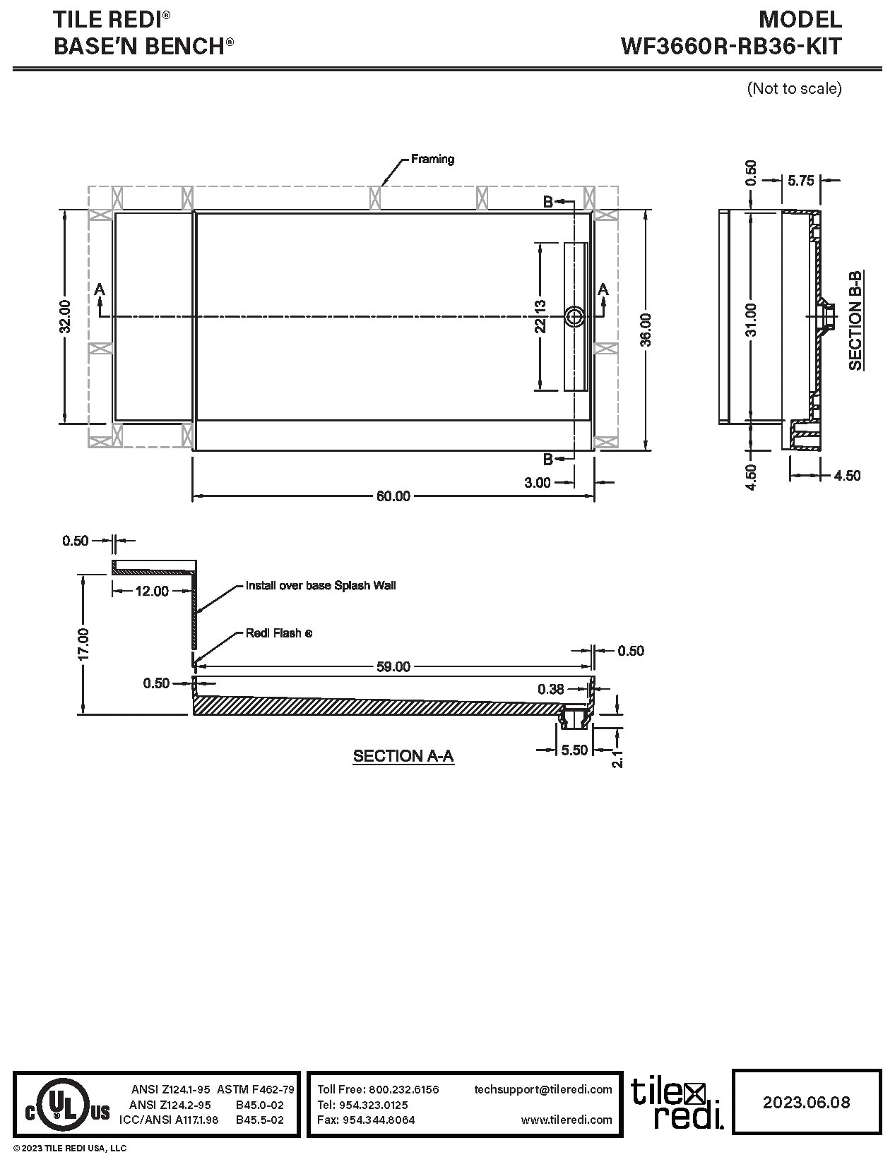 Tile Redi WF3660R-RB36-KIT Shower-Floors - View #9