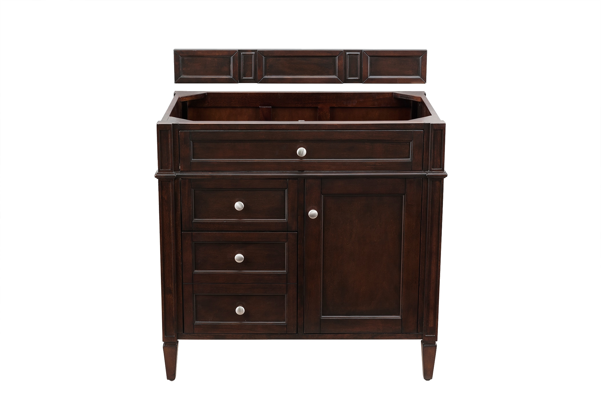 James Martin Vanities 650-V36-BNM Brittany 36-in Burnished Mahogany Bathroom Vanity Base Cabinet without Top
