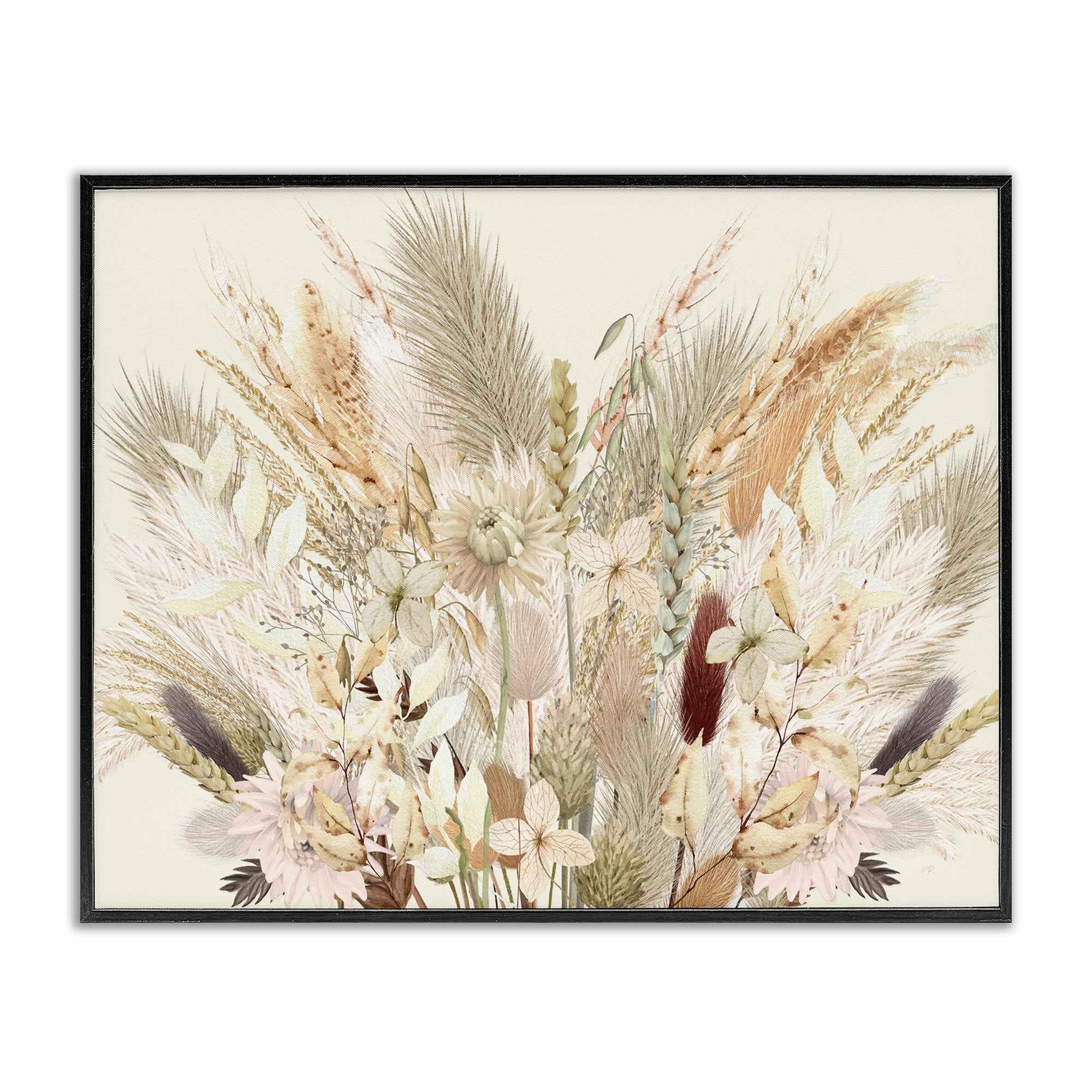 Stupell Industries BS-225-FR-11X14 Natural Wheat and Country Herbs Black Framed Giclee Art By Val Rhodes 14 x 11