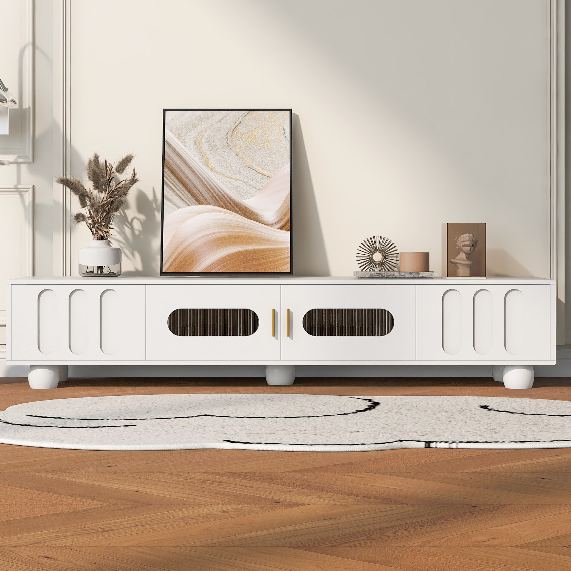 JIMSMAISON JMUCTS24W Modern/Contemporary White TV stand ( Accommodates TVs up to 80-in )