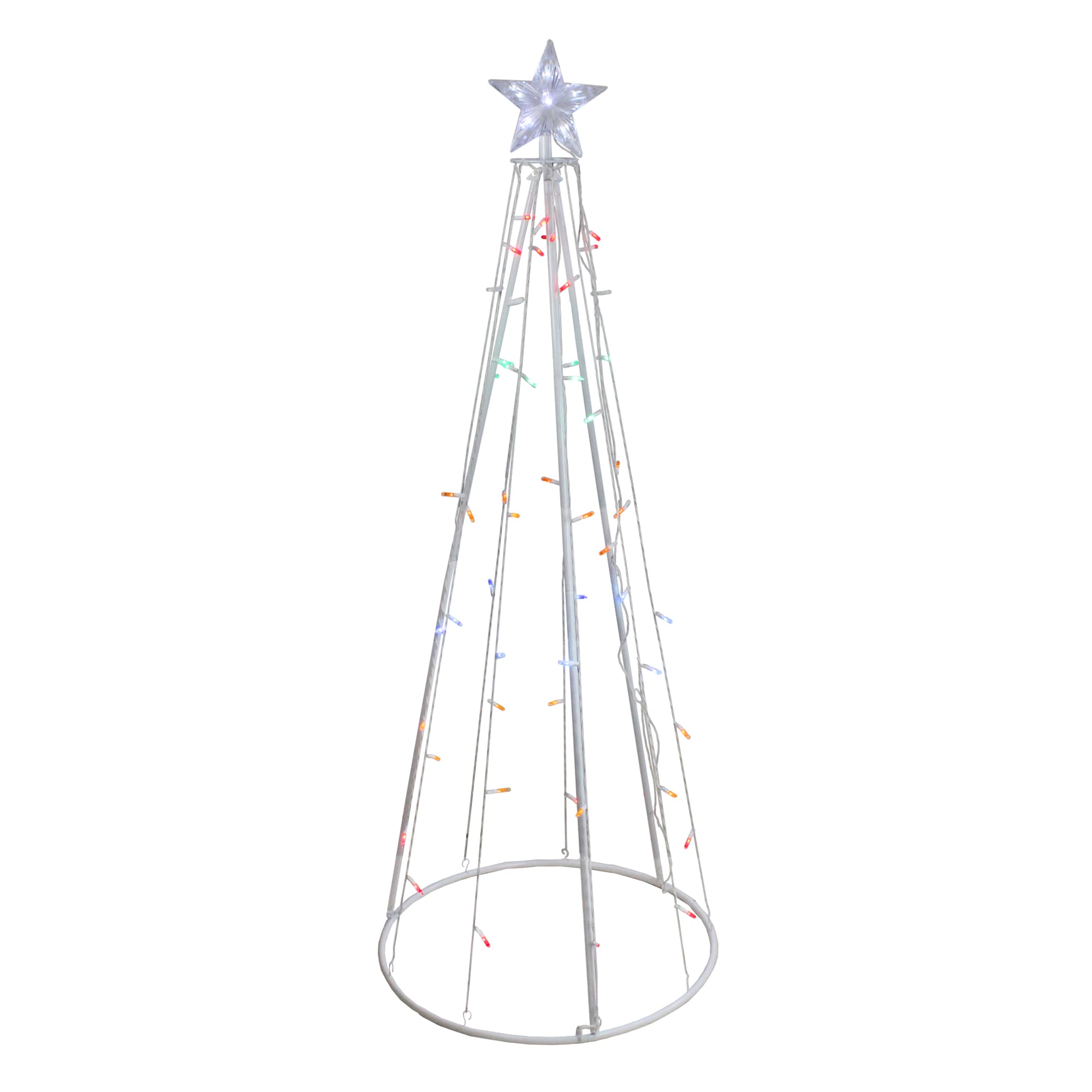 5' Traditional Multi-Color LED Lighted Outdoor Christmas Cone Tree