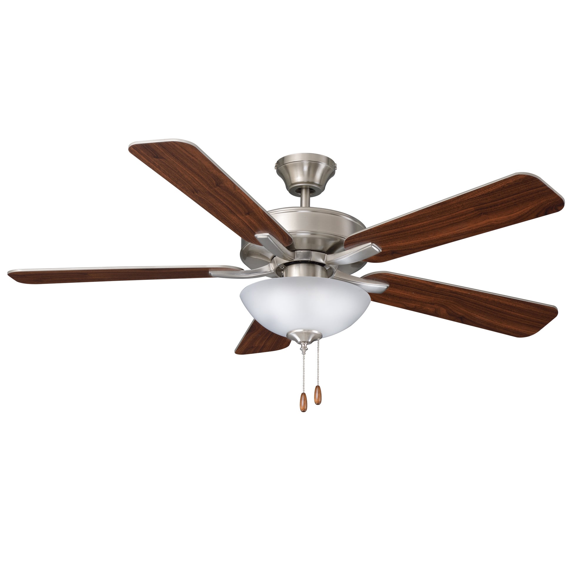 Royal Pacific 1057-1BN-WT-L Star Light 52-Inches Brushed Nickel with Walnut Blades Indoor Downrod mount Standard Ceiling Fan With Light ( 5 -Blade)
