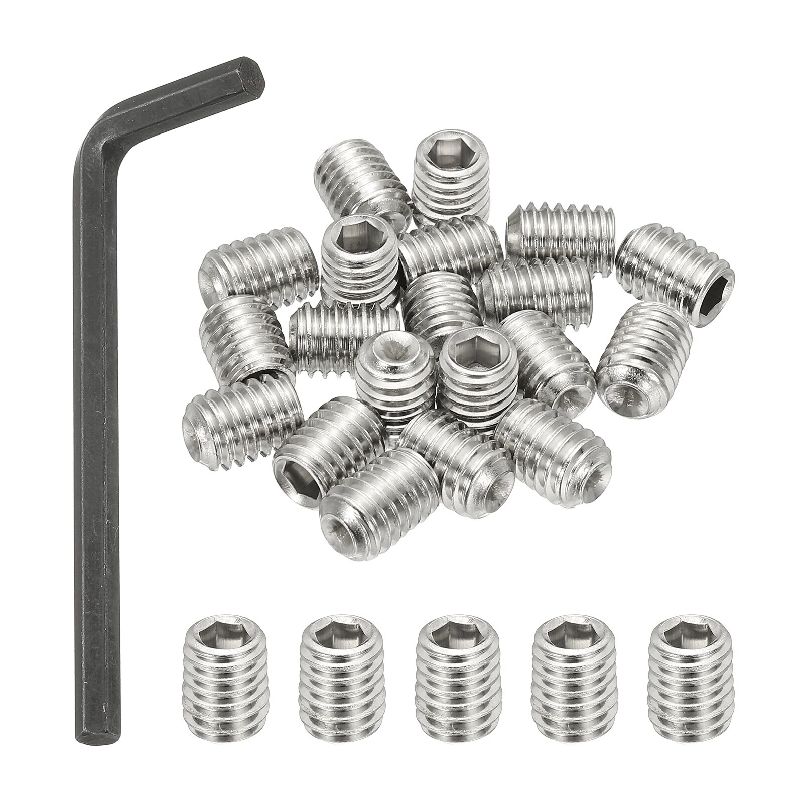 PATIKIL 3/8-16x1/2 Inch Hex Socket Grub Screws 20pcs Cup Point Set Screw with Wrench