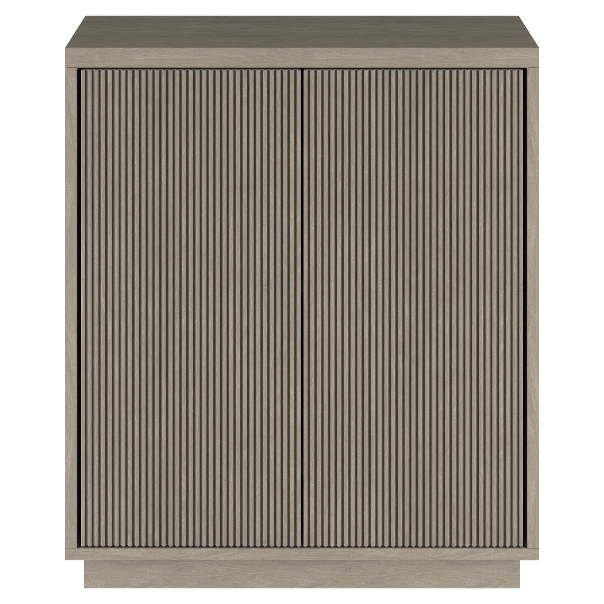 Antiqued Gray Oak Ridged Accent Cabinet with Plinth Base