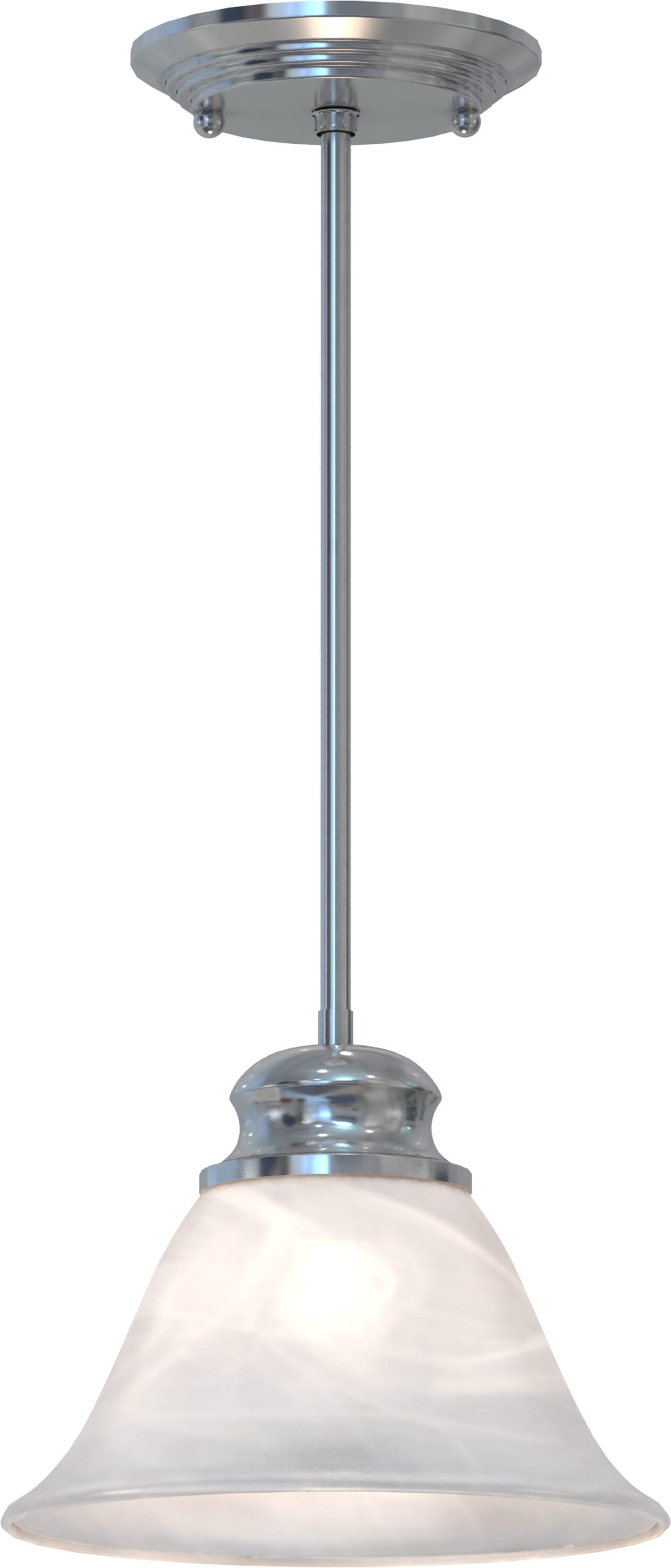 Brushed Nickel Mini Pendant with Alabaster Glass Shade