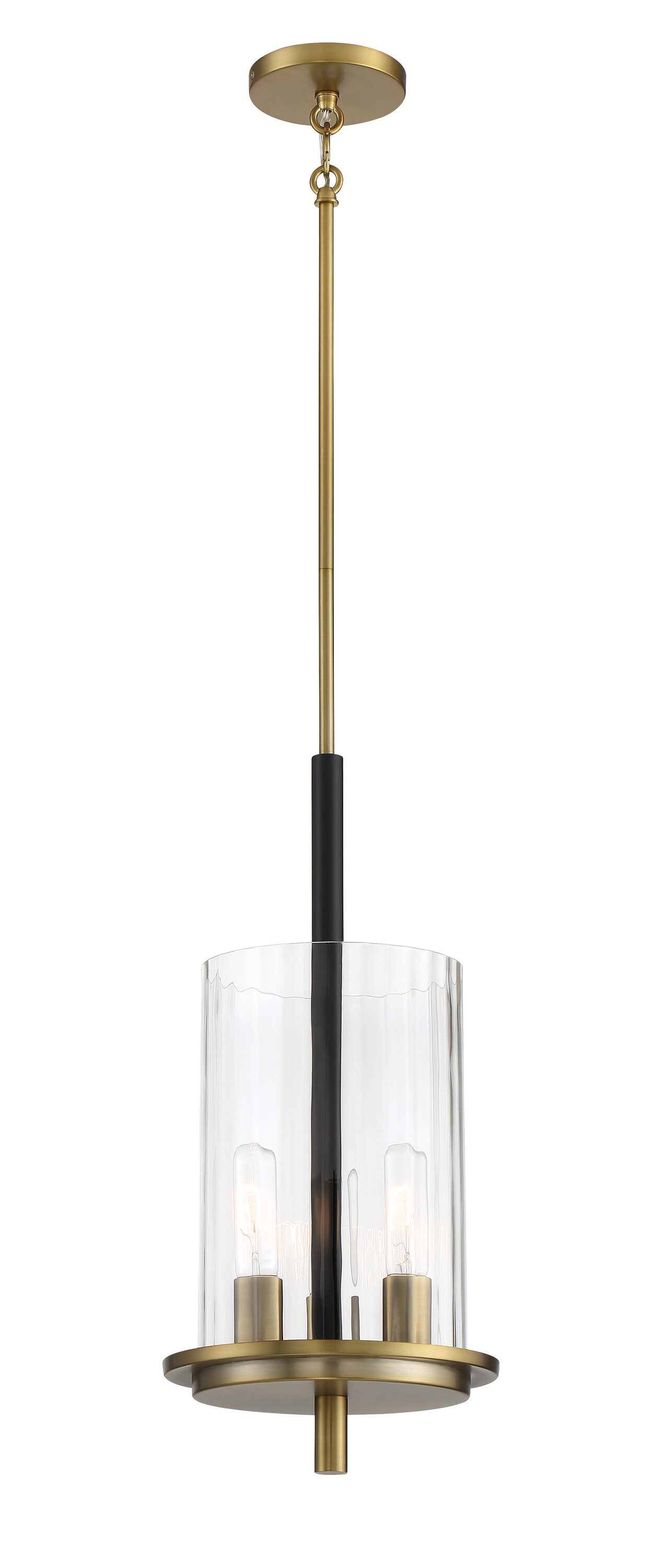 Baldwin Park Coal and Soft Brass 3-Light Ribbed Glass Pendant