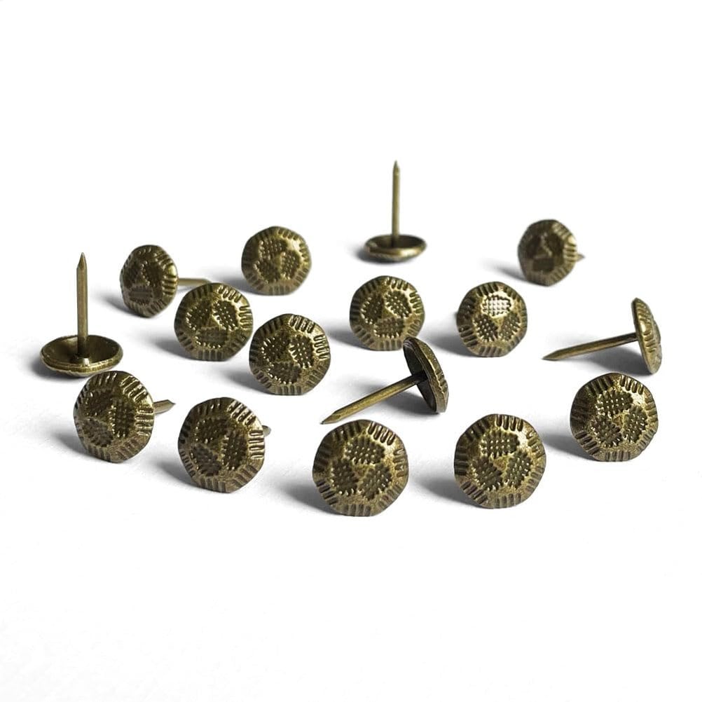 Tietoc 200 pcs upholstery tacks decorative brass nail heads 11mm for sofa furniture home DIY projects metal thumb tacks for cork board #LCR0908J278