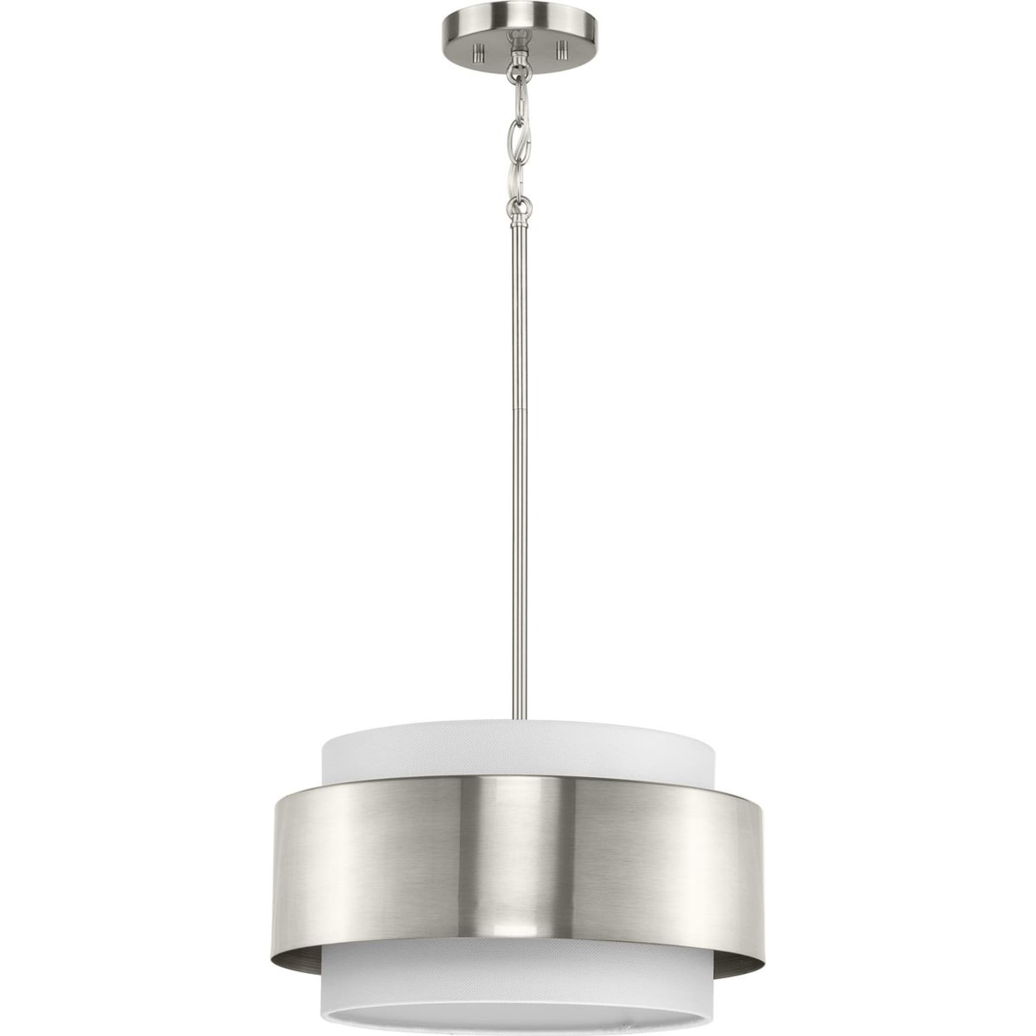 Silva Brushed Nickel Glass Drum Pendant Light