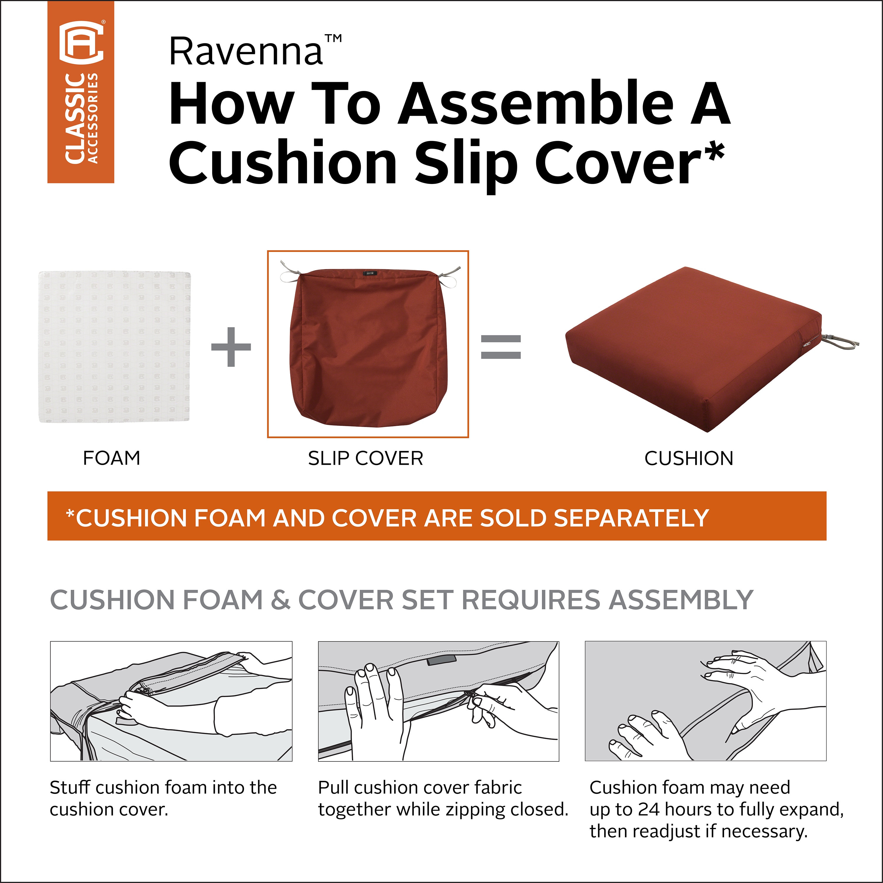 Ravenna Spice Square Outdoor Seat Cushion Cover, 25" x 25"